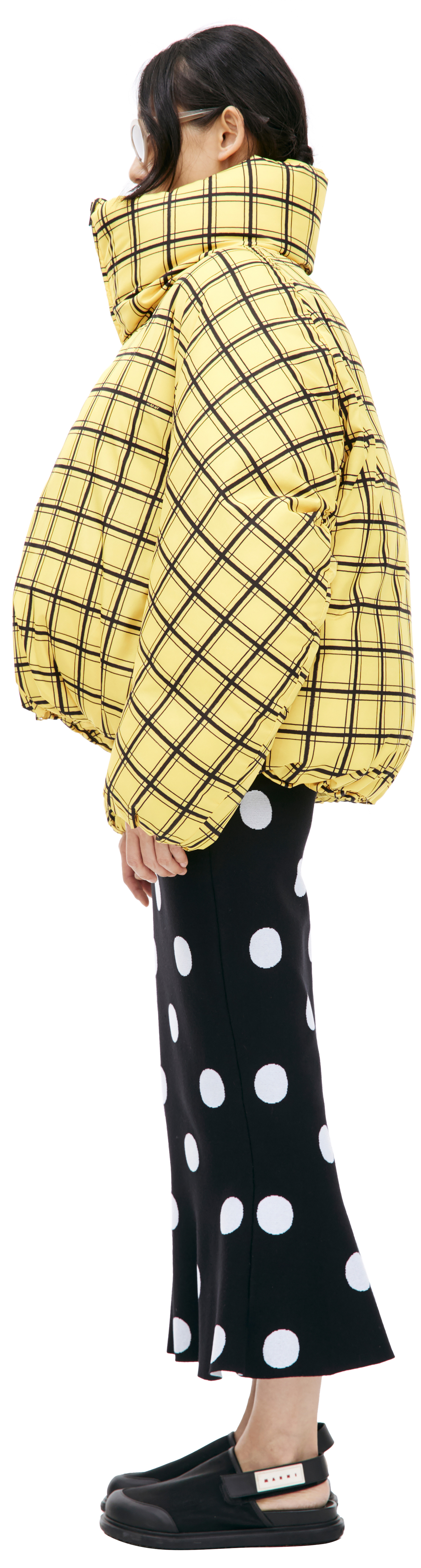 Marni High-neck plaid down jacket