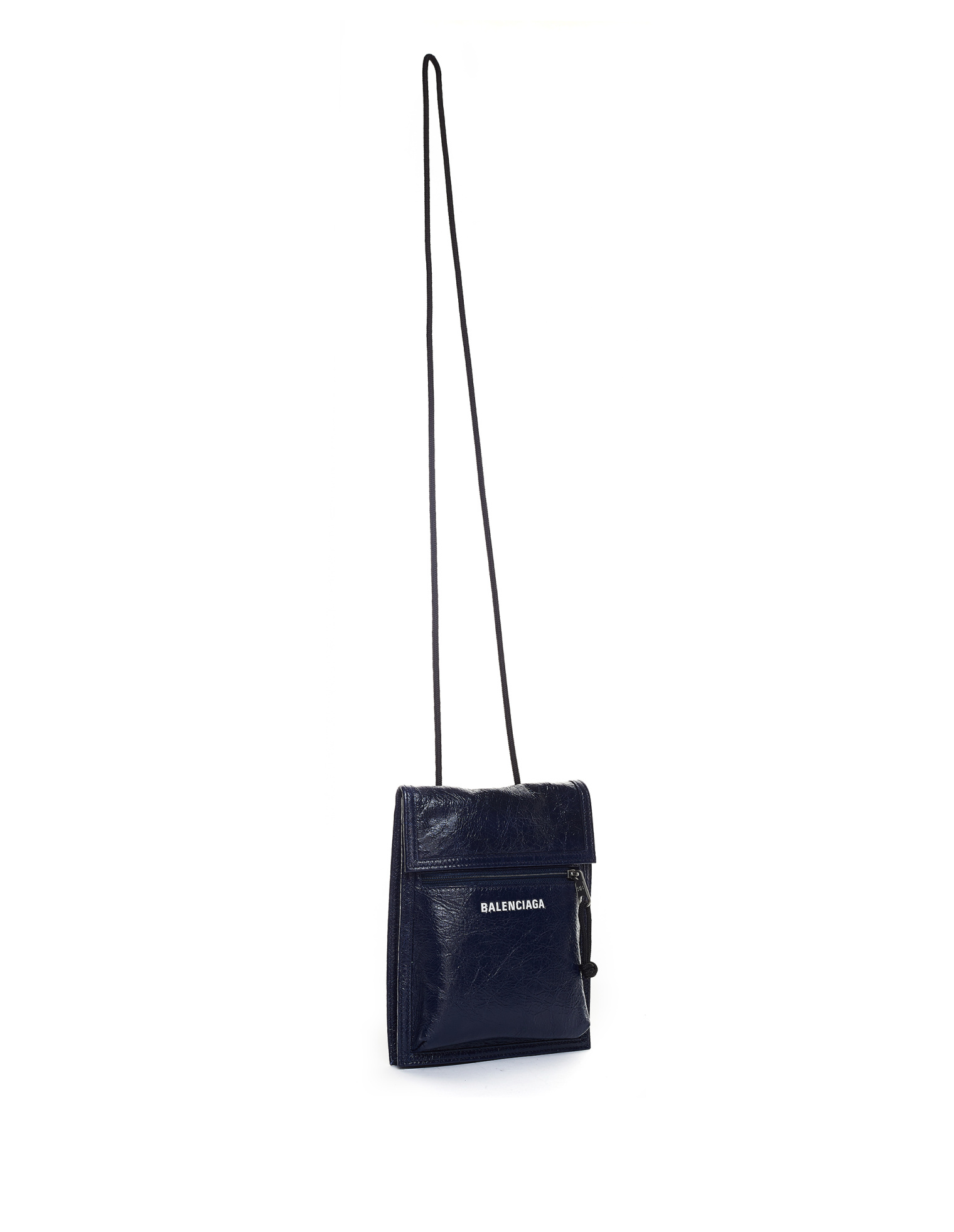 Balenciaga Navy Blue Leather Explorer Pouch Strap