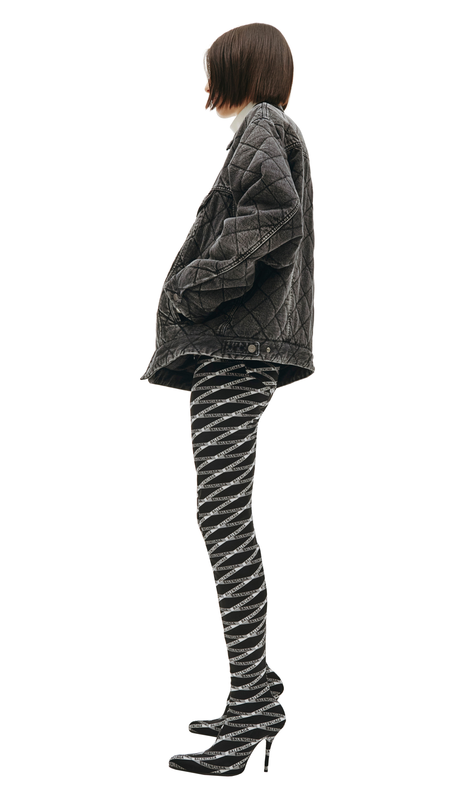 Balenciaga Grey Denim Printed Jacket