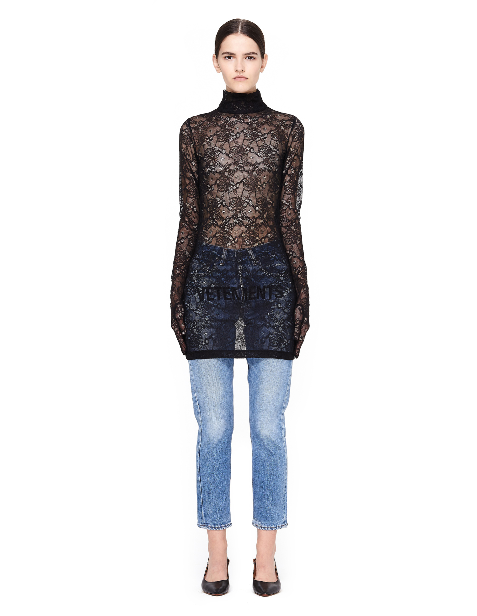 VETEMENTS Black Lace Styling Mini Dress