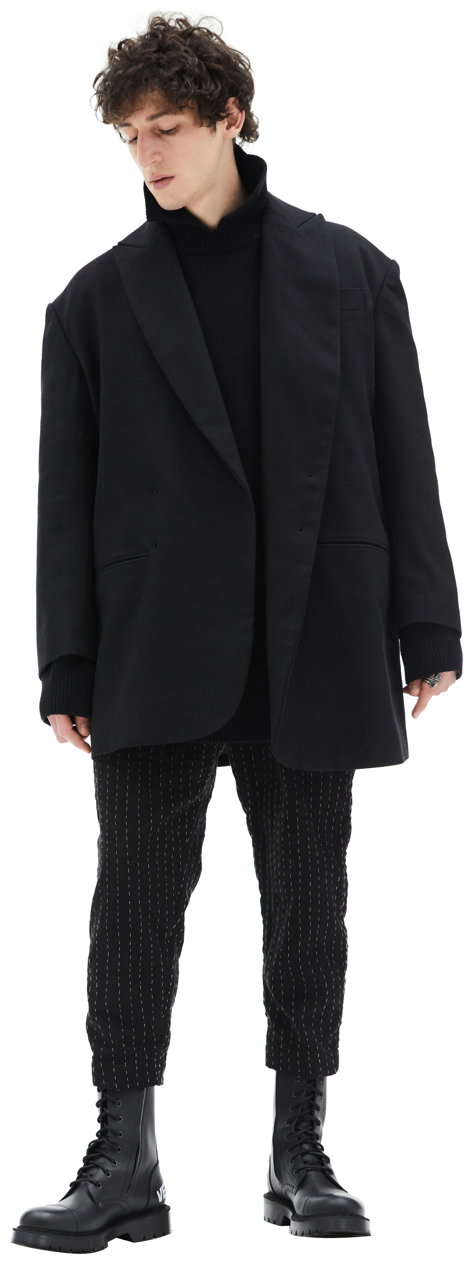 Yohji Yamamoto Wool & Cotton Buttonless Blazer