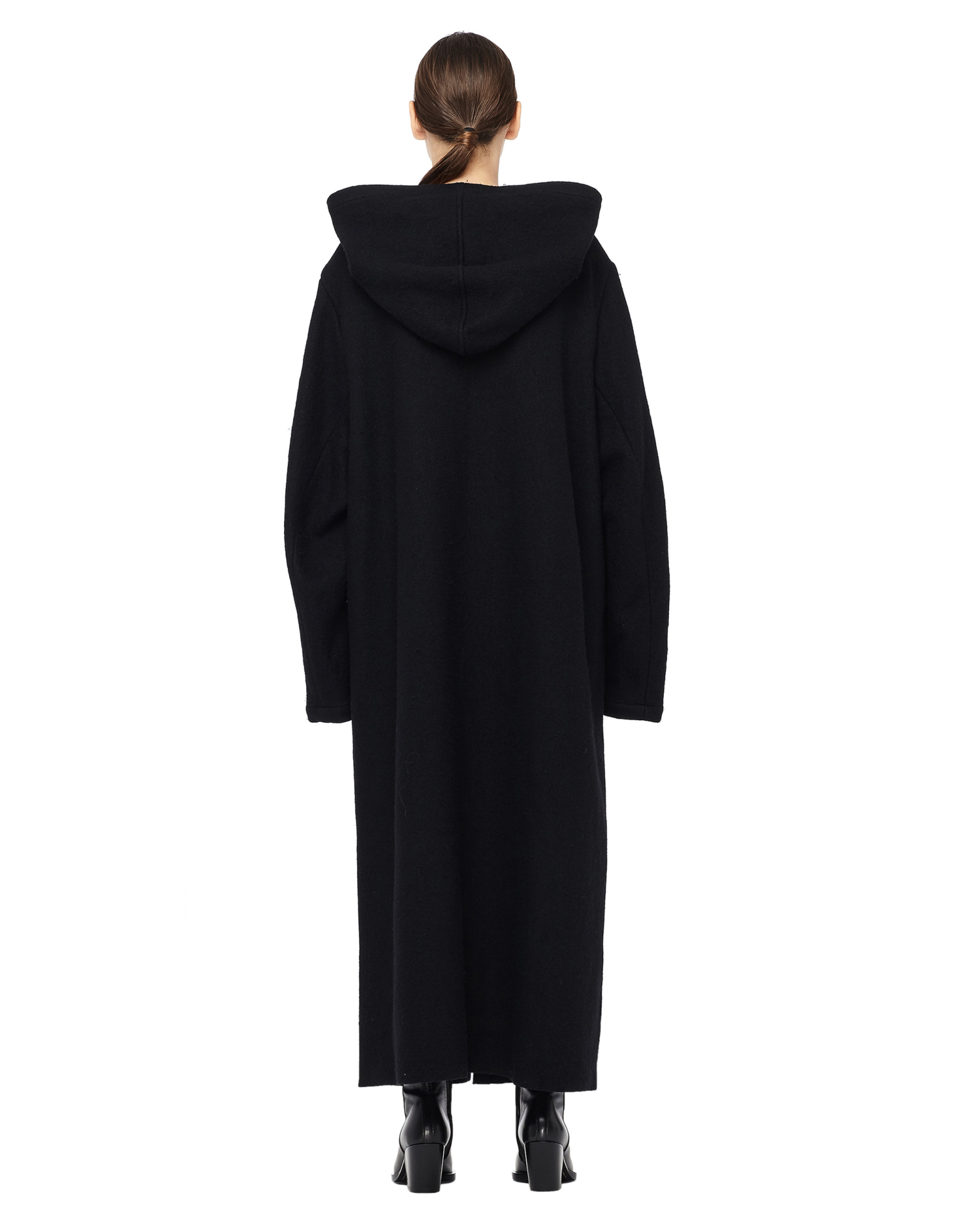 Yohji Yamamoto Шерстяное пальто макси с капюшоном