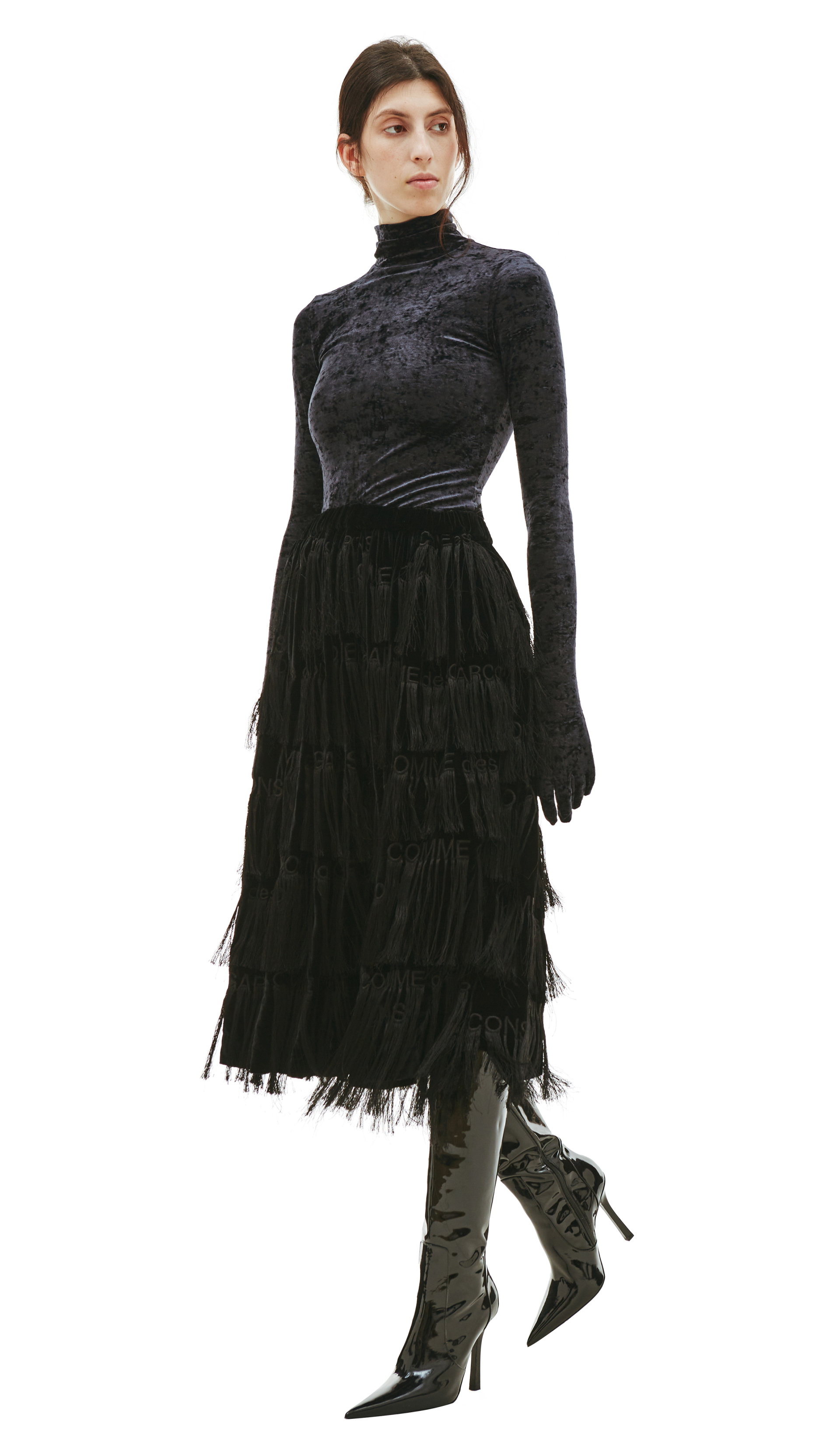 Comme des Garcons Black Logo Embroidered Skirt