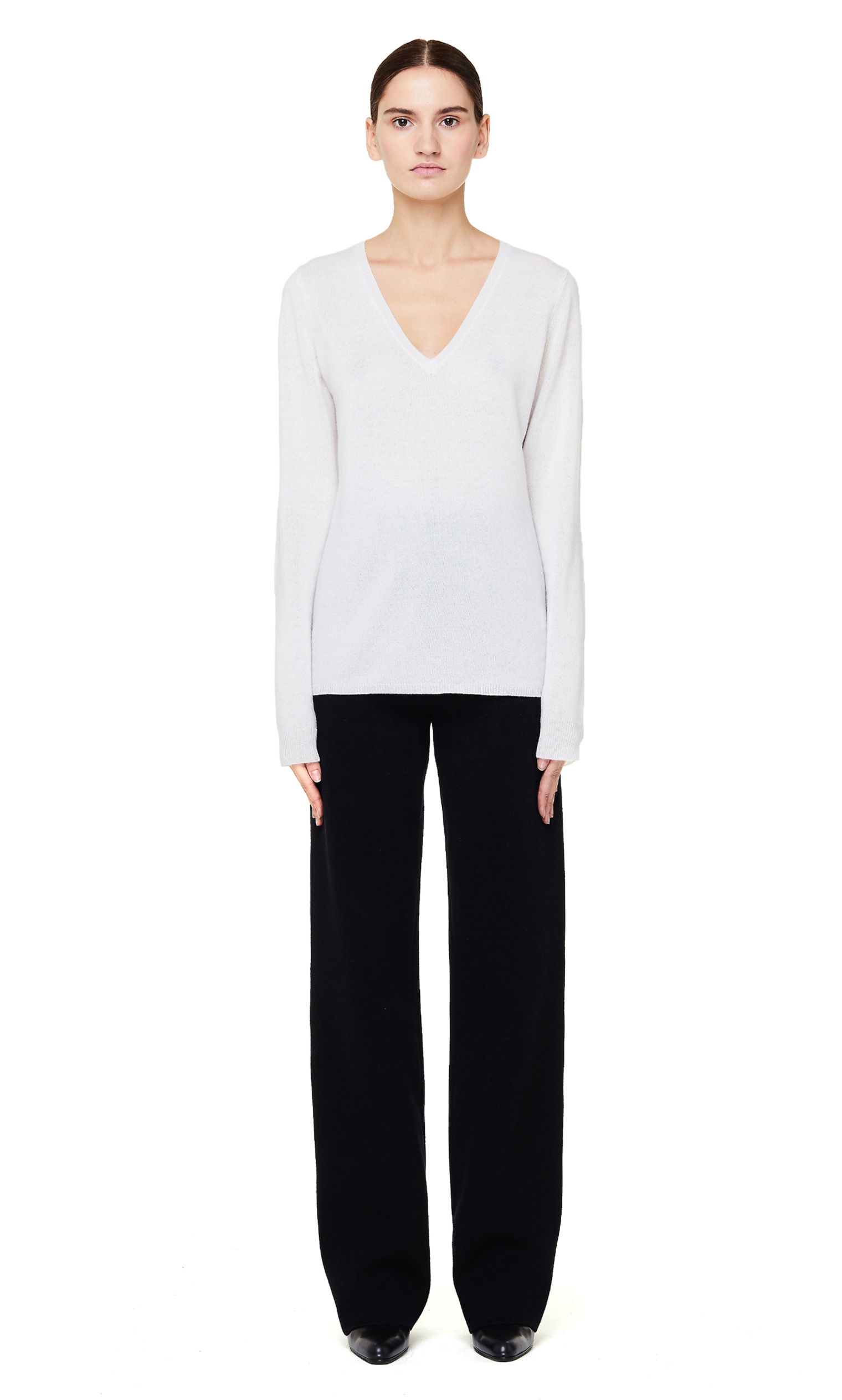 James Perse White Cashmere V-Neck Sweater