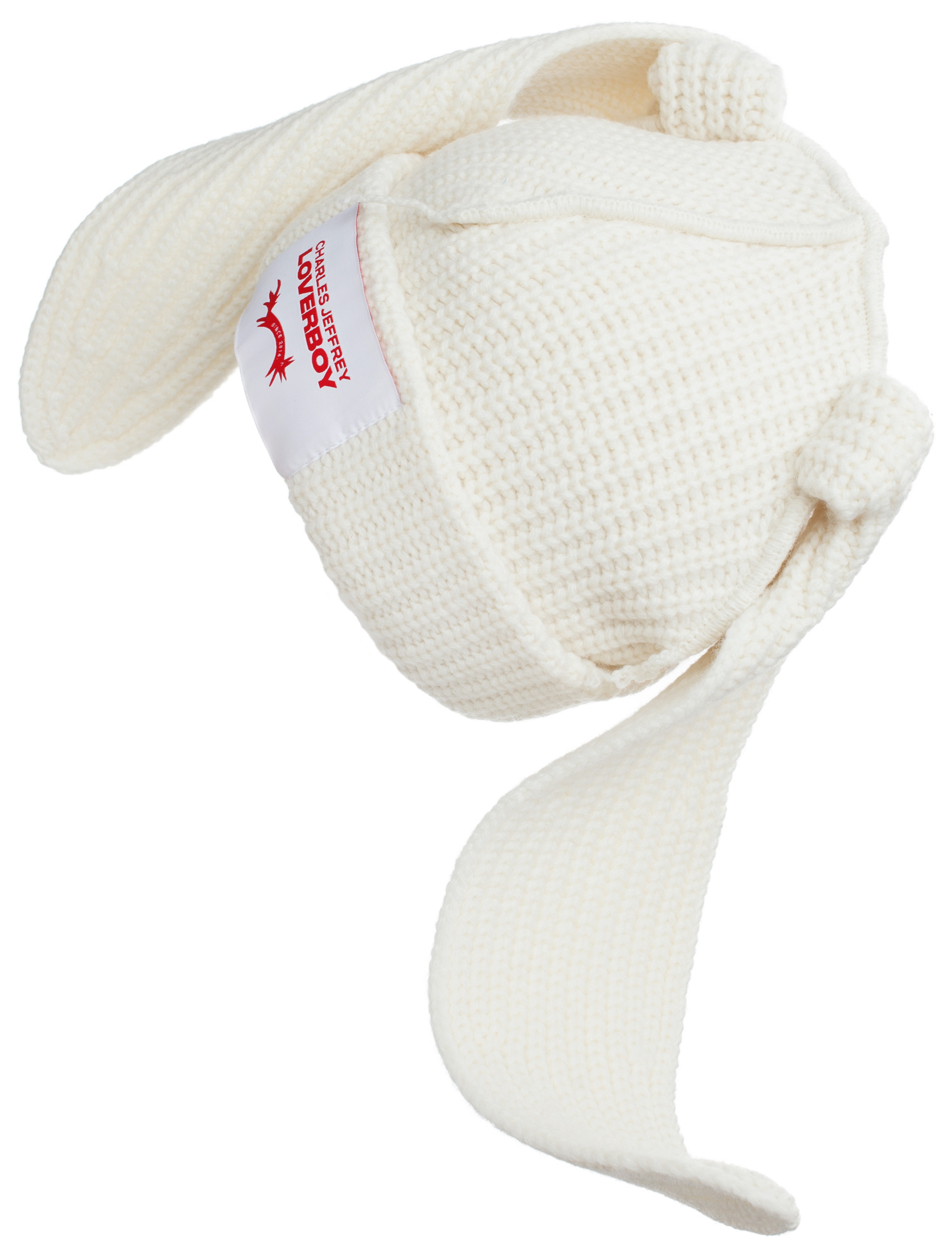 CHARLES JEFFREY LOVERBOY Beige chunky rabbit beanie