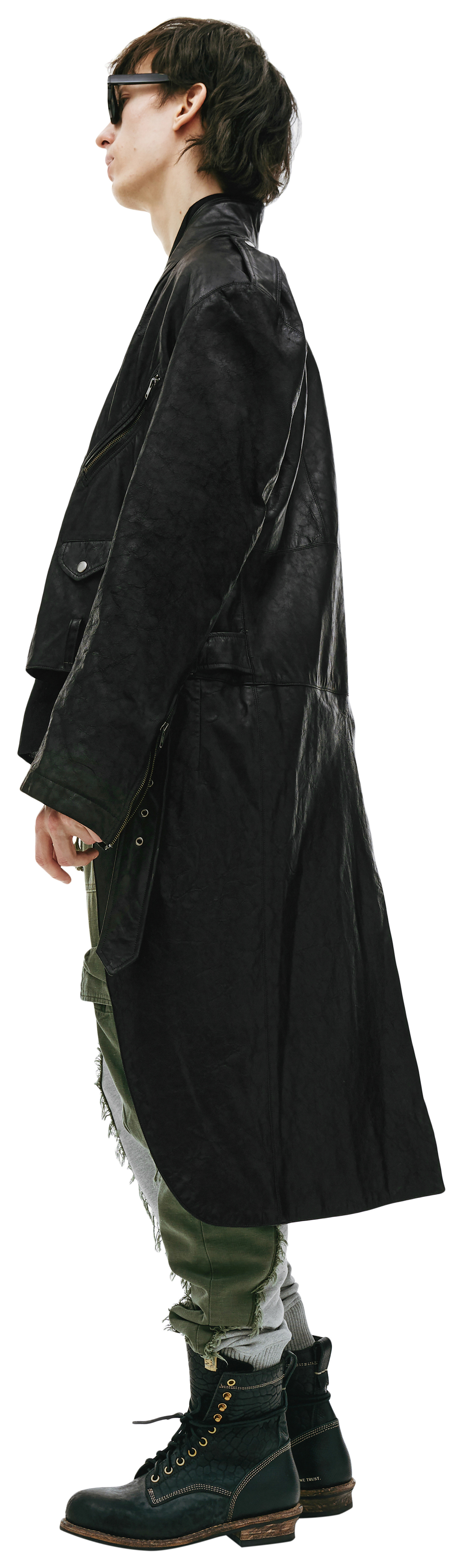 Greg Lauren Black leather coat