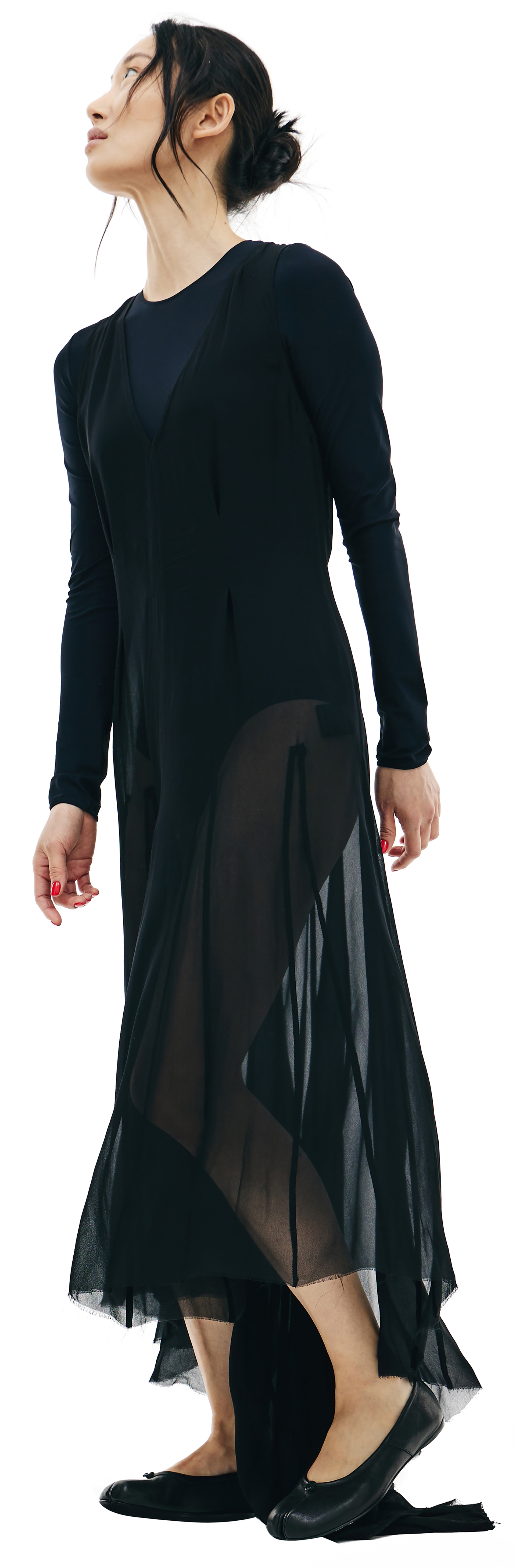 Ann Demeulemeester Translucent Elongated Black Dress