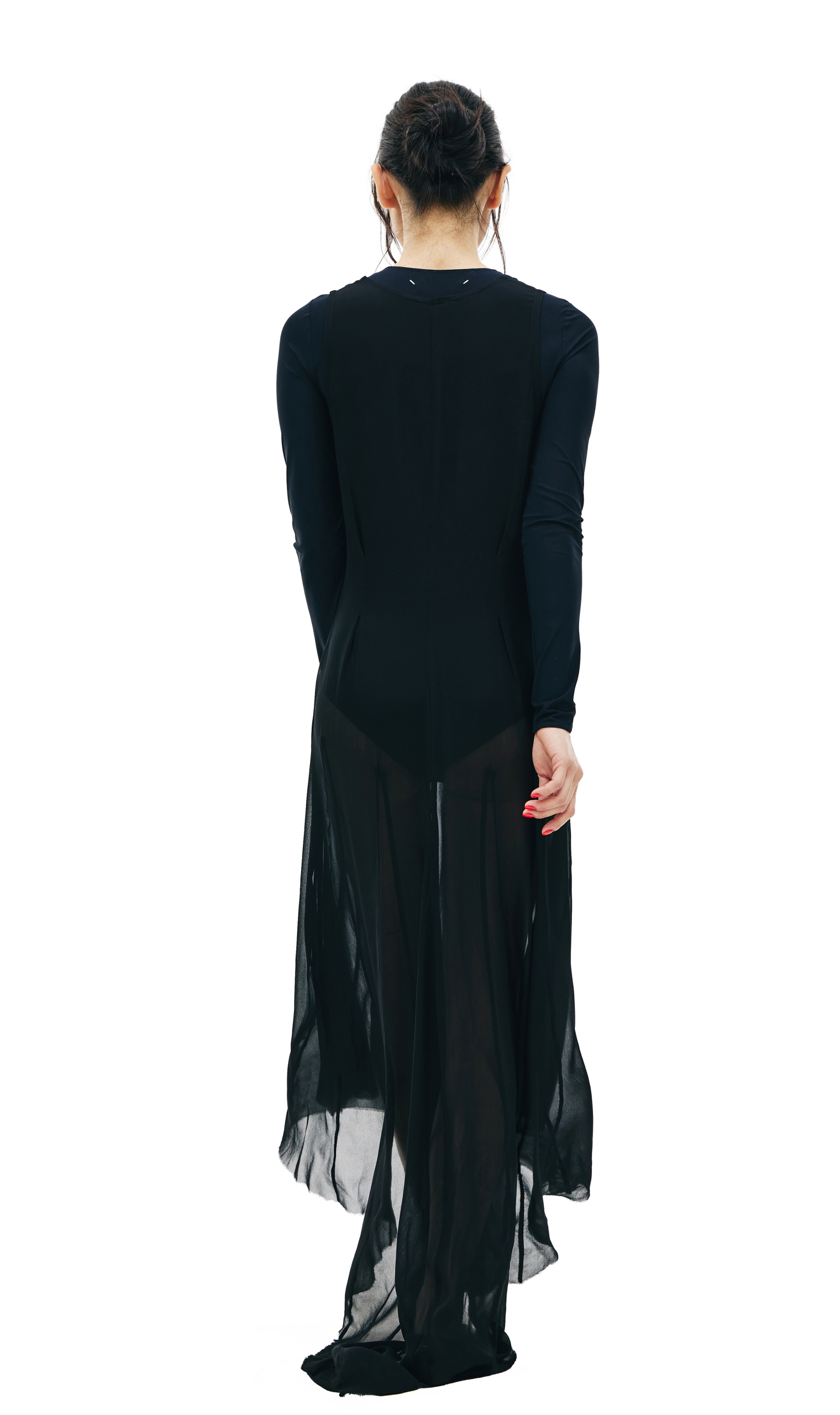 Ann Demeulemeester Полупрозрачное черное платье