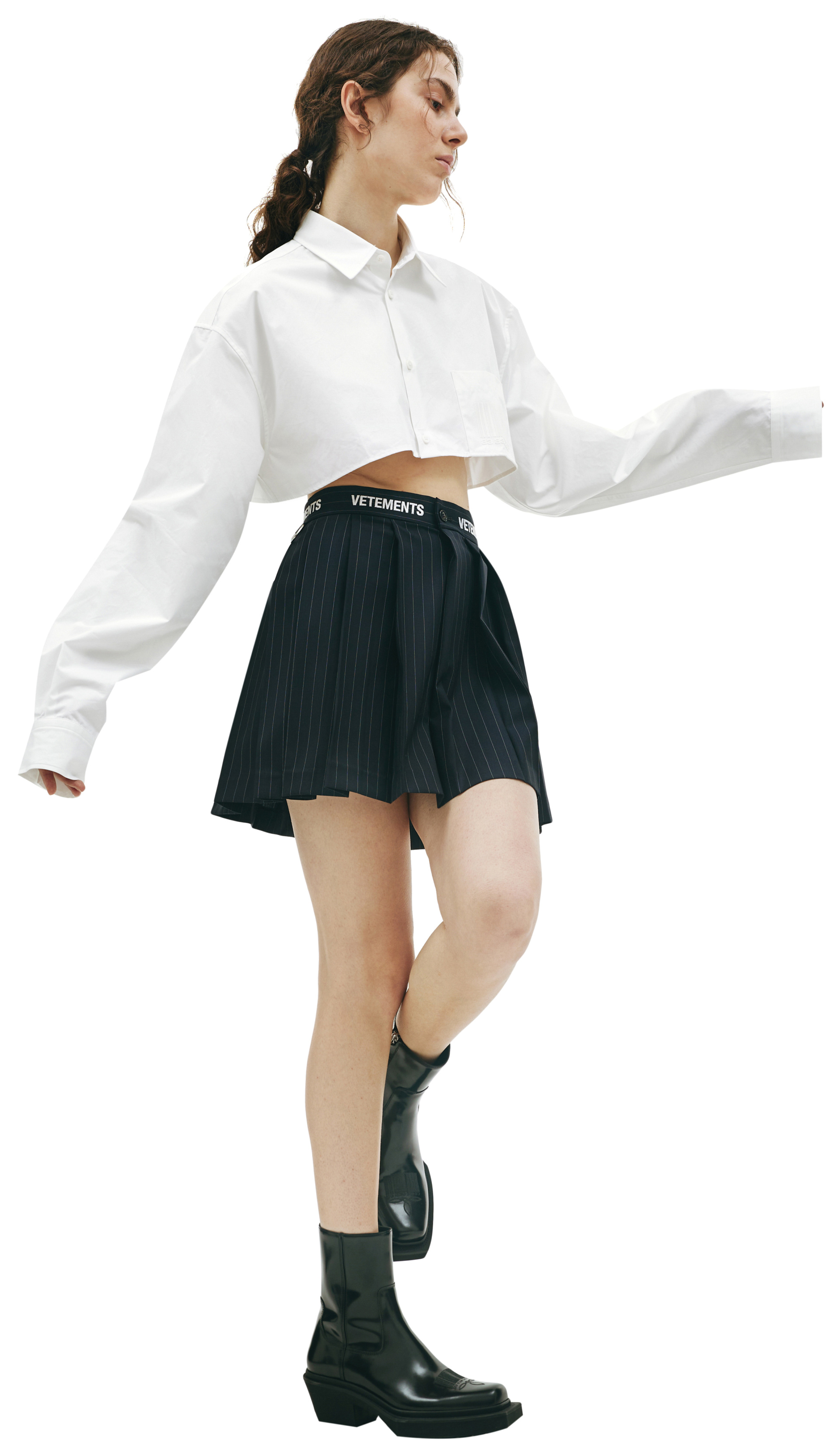 VETEMENTS Navy blue pleated skirt