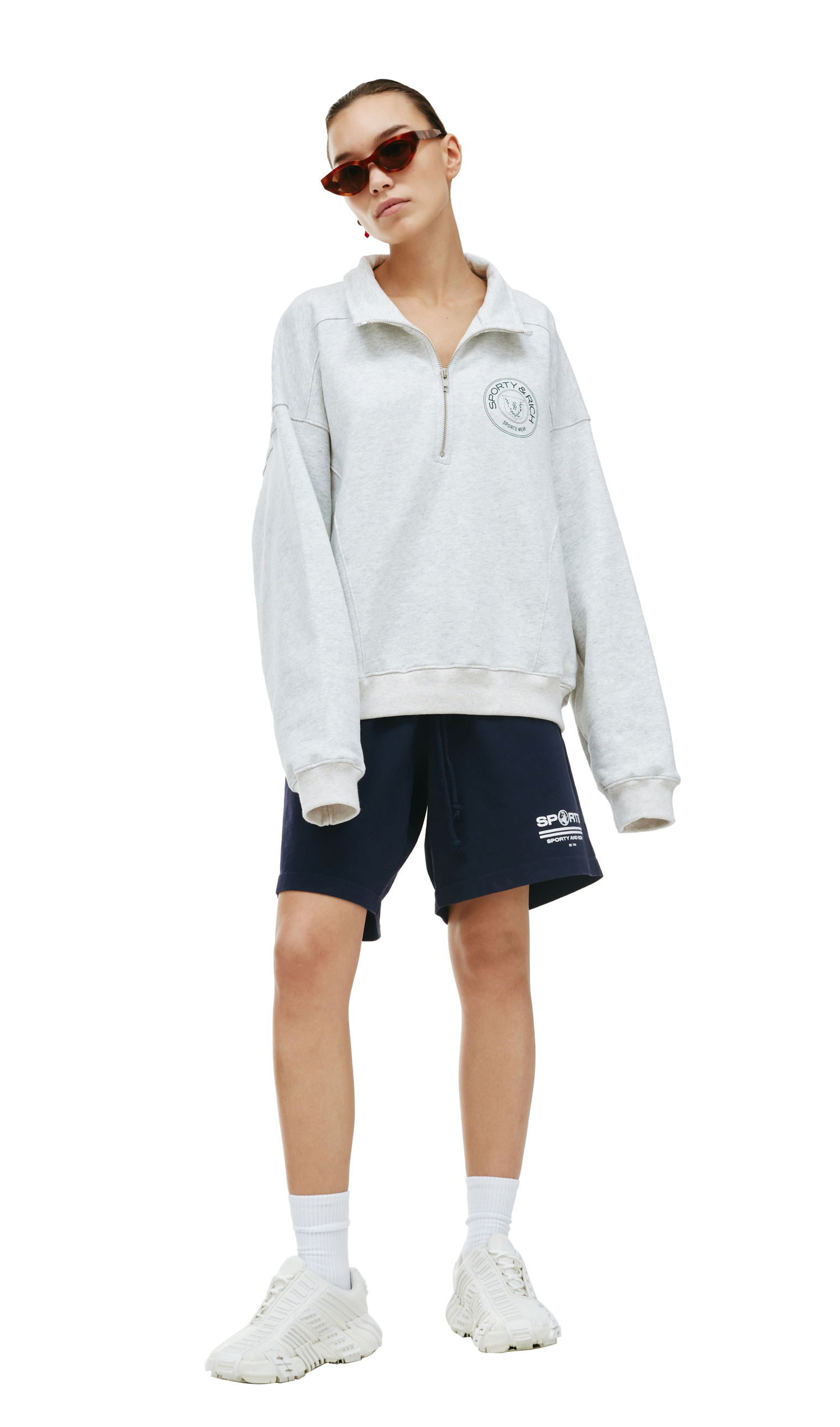 SPORTY & RICH Connecticut Crest Zipped Sweatshirt