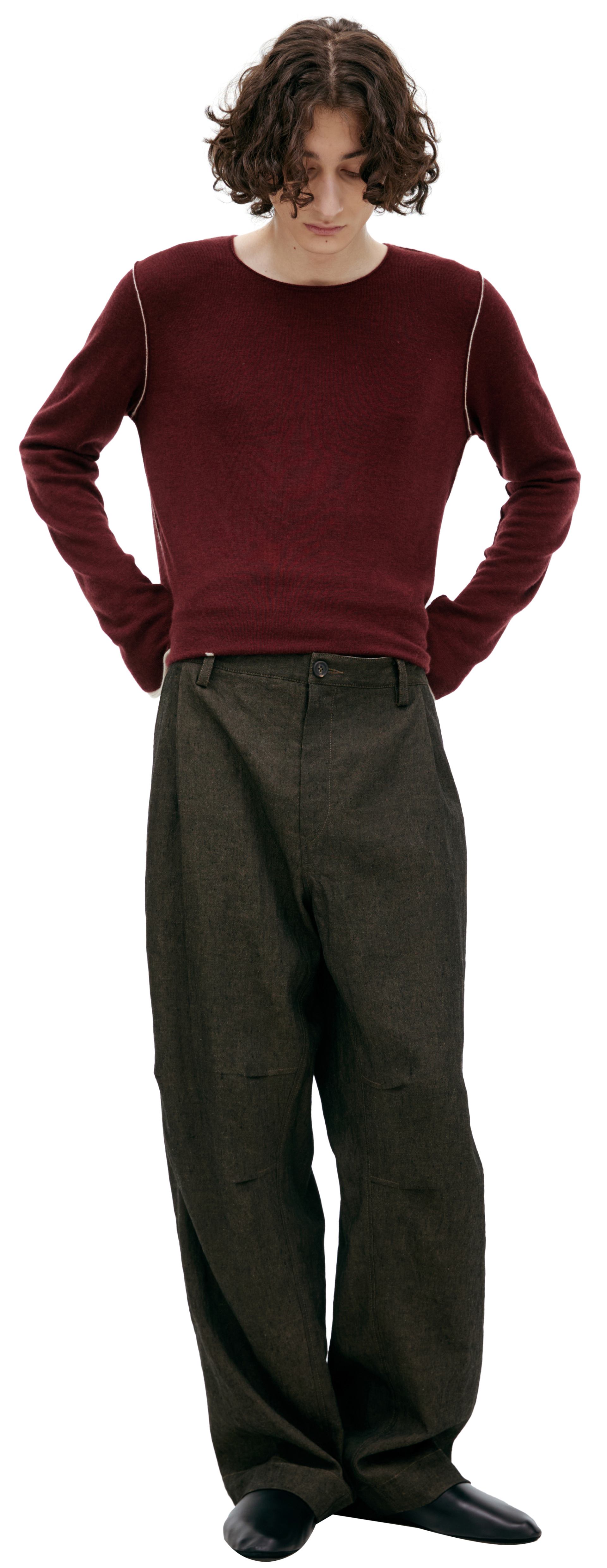 Ziggy Chen Dark grey linen trousers