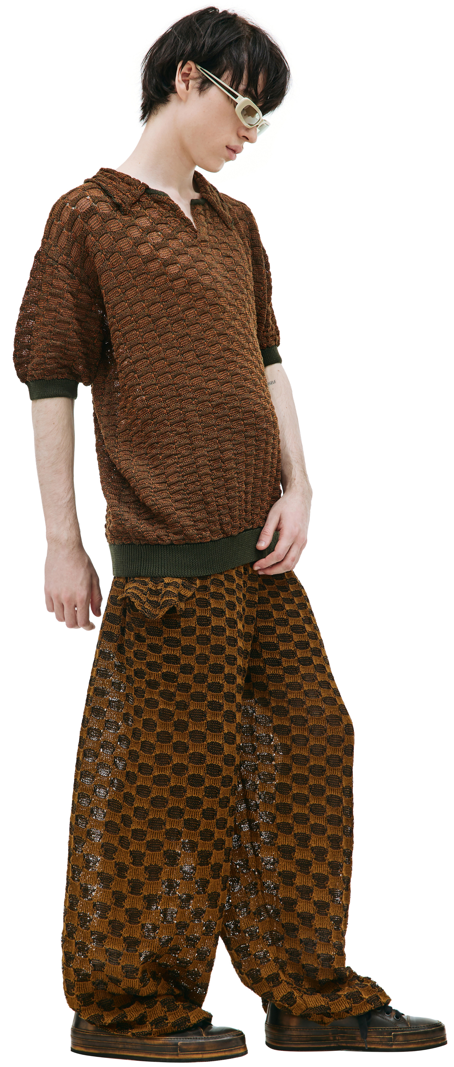 Isa Boulder Brown knit polo