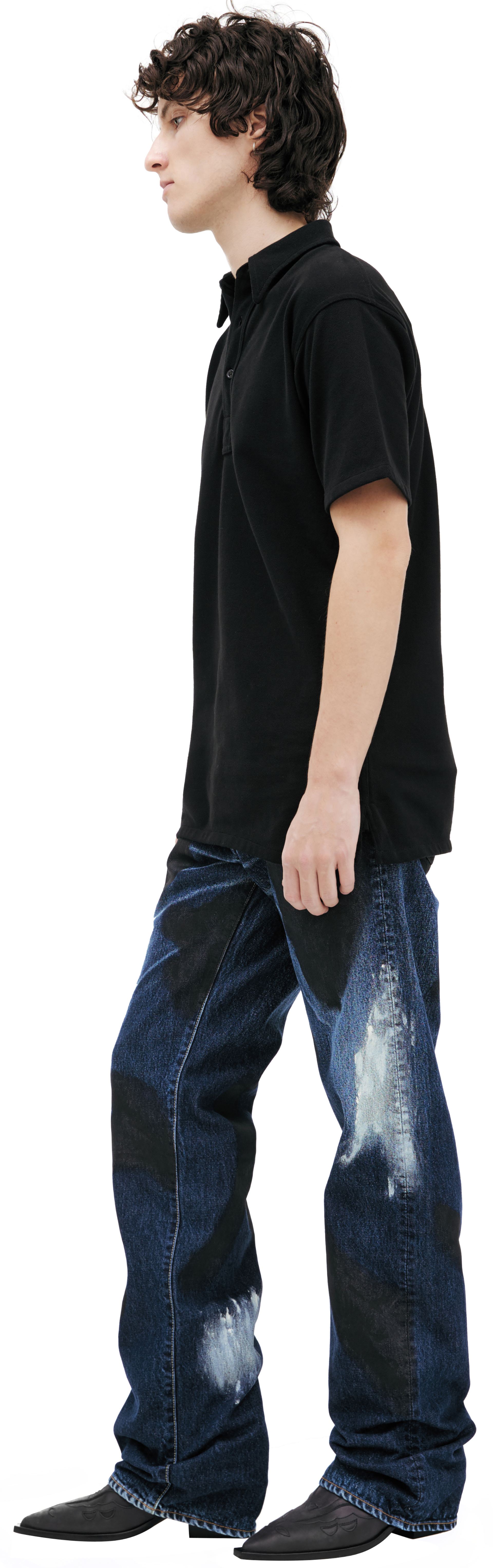 Maison Margiela Black polo with stitches