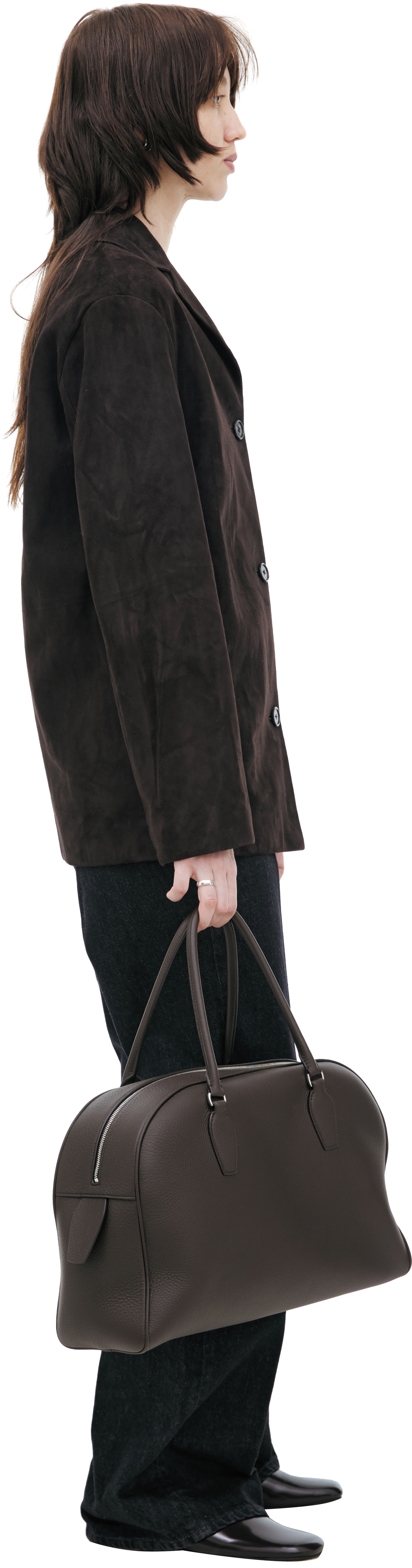 The Row Single-breasted suede jacket