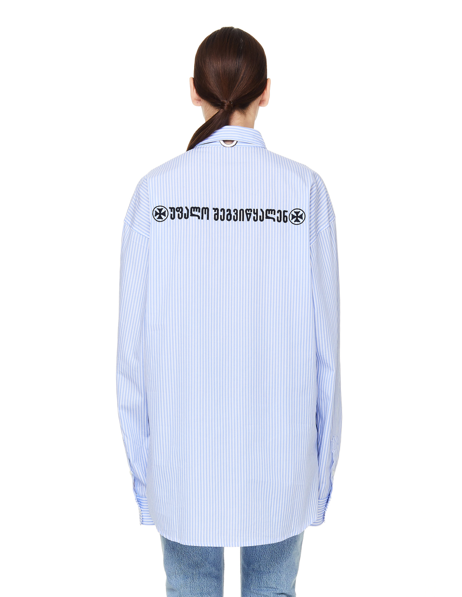VETEMENTS Рубашка из хлопка с вышивкой на грузинском