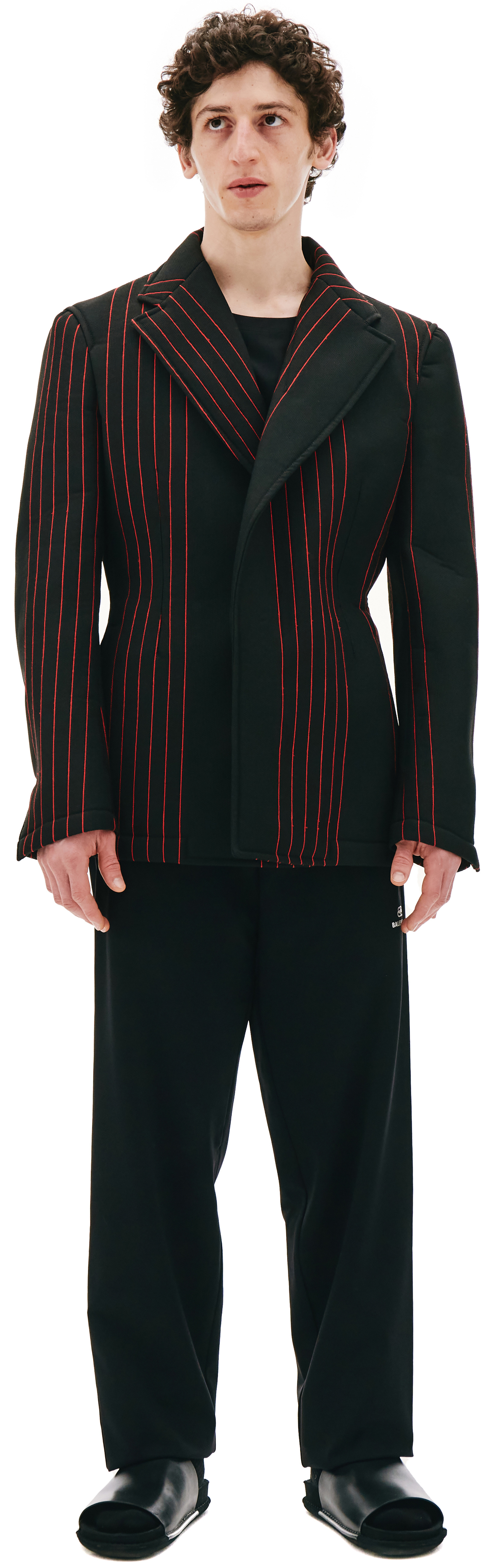 Comme des Garcons Homme plus Black Jacket With Red Stripes