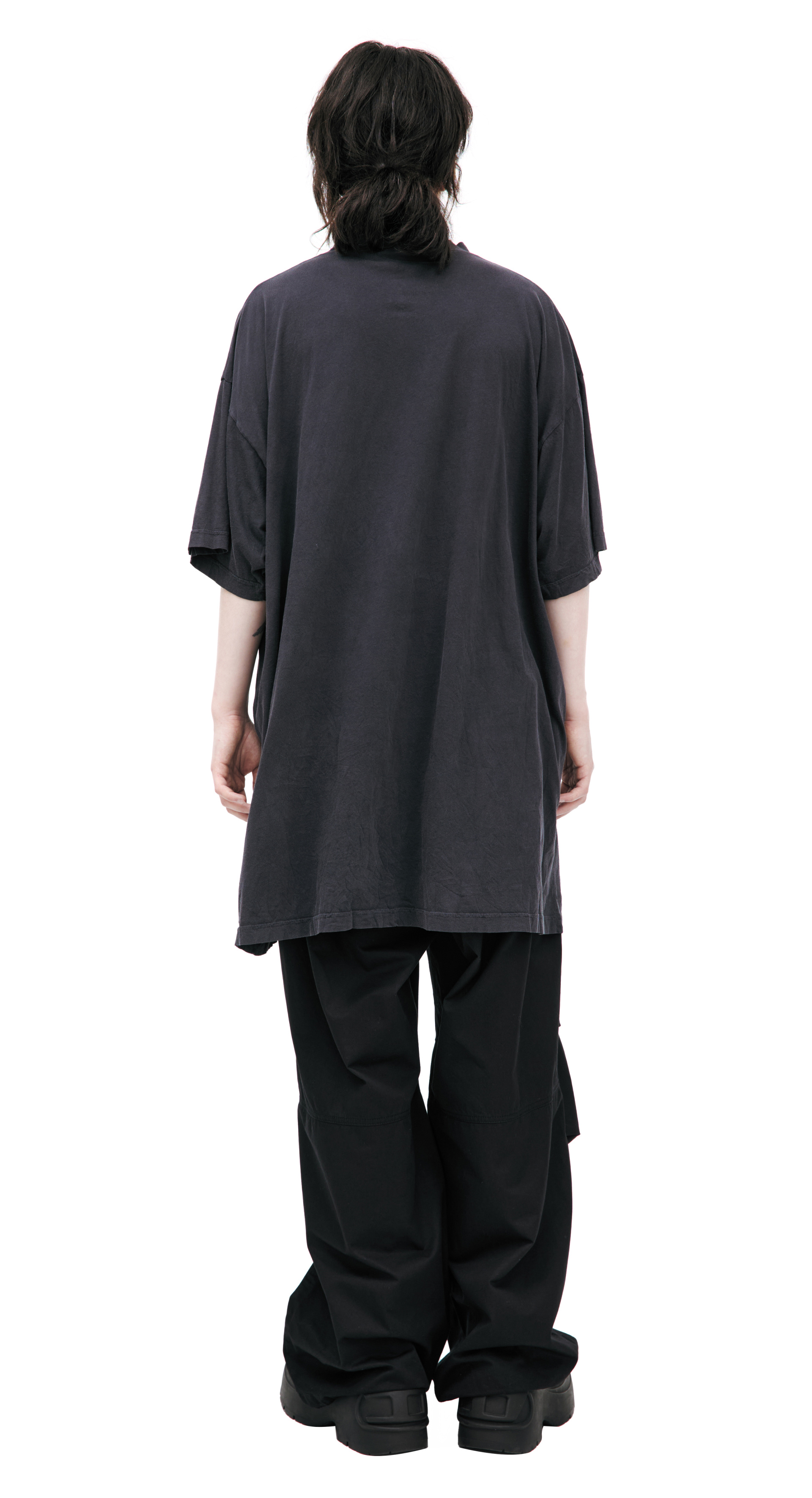 Balenciaga Футболка-787349/TRVO1/1041 принт город Pigalle, оверсайЗ, мятая, темно-серая