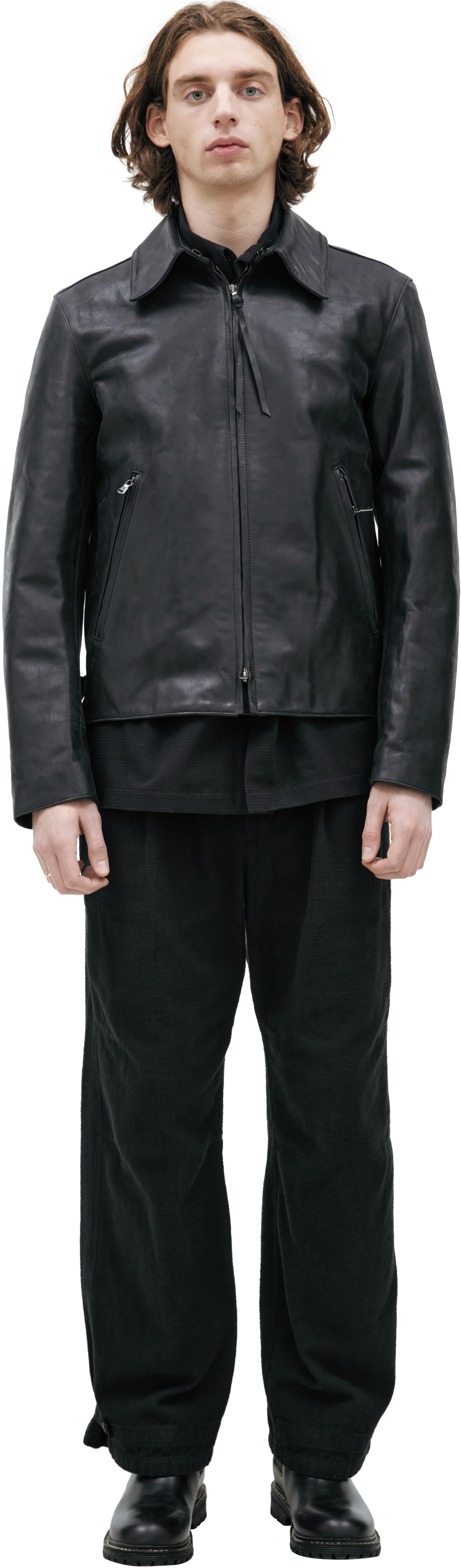 Buy The Viridi-Anne men black leather jacket for $1,831 online on