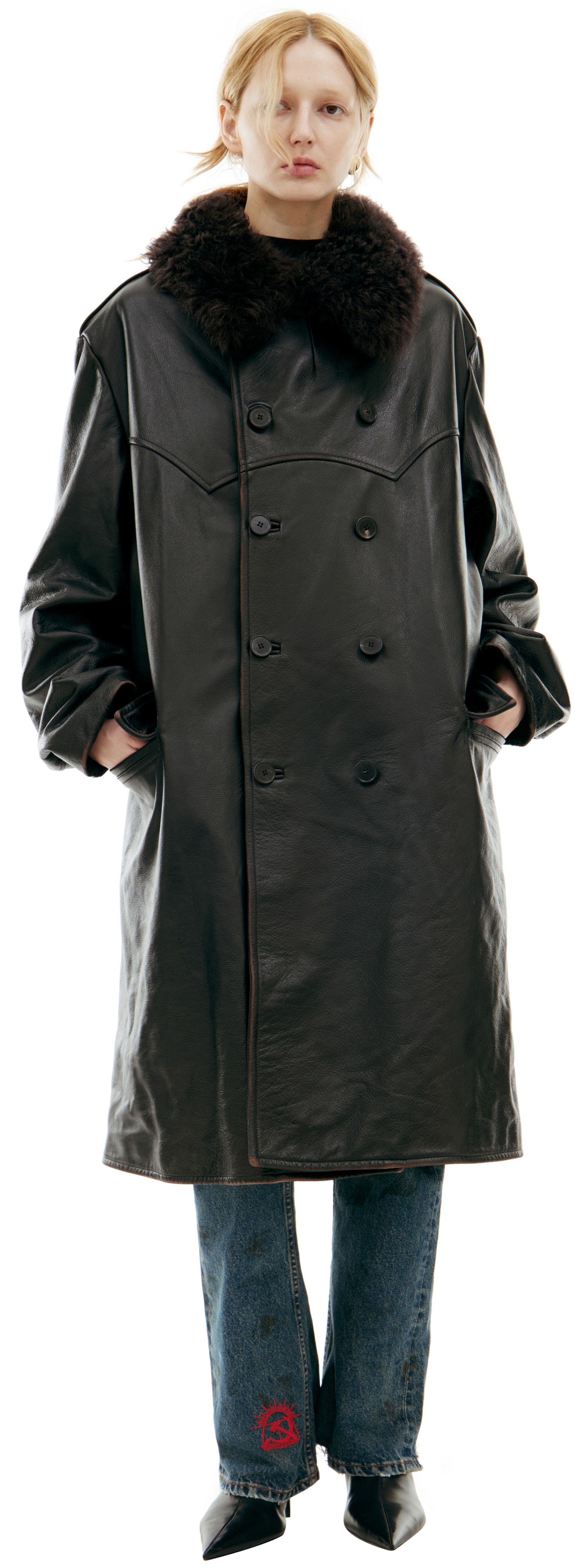 Enfants Riches Déprimés Double-breasted leather coat