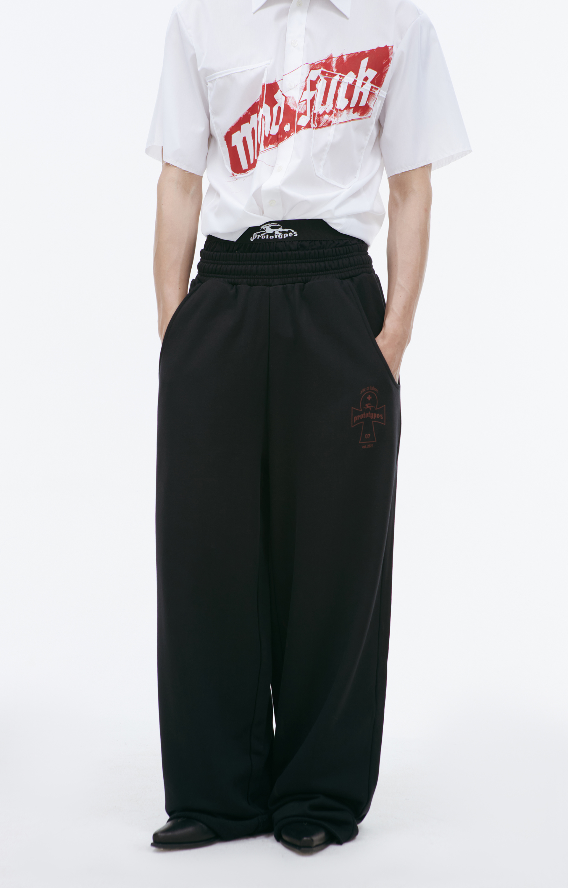 PROTOTYPES Wide-leg sweatpants with a waistband