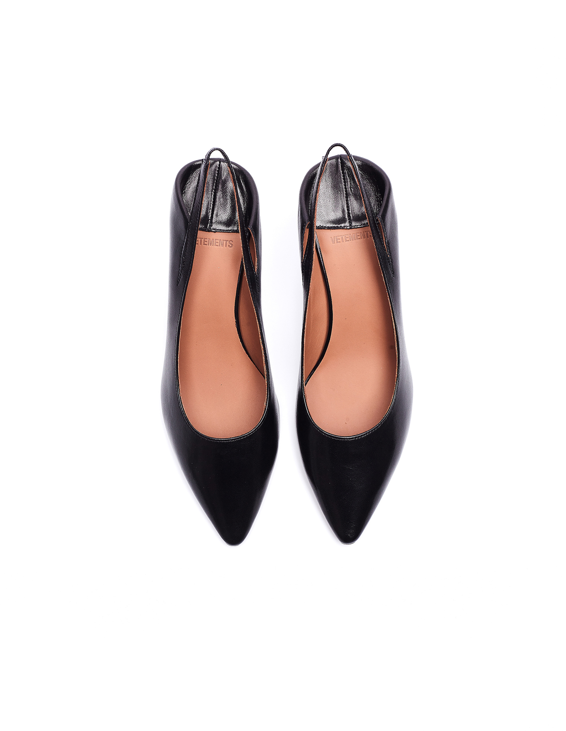 VETEMENTS Black Leather Kitten Heel Pumps