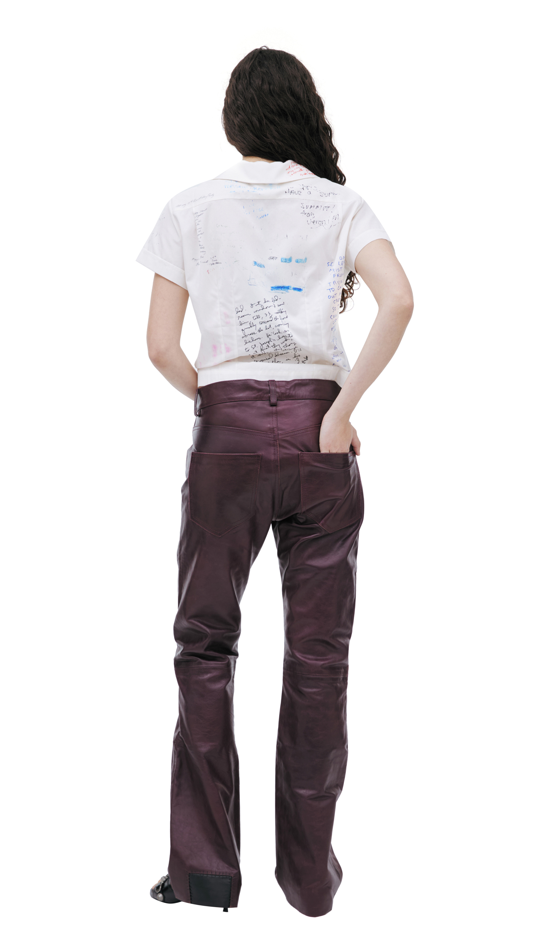 Enfants Riches Déprimés Burgundy leather trousers