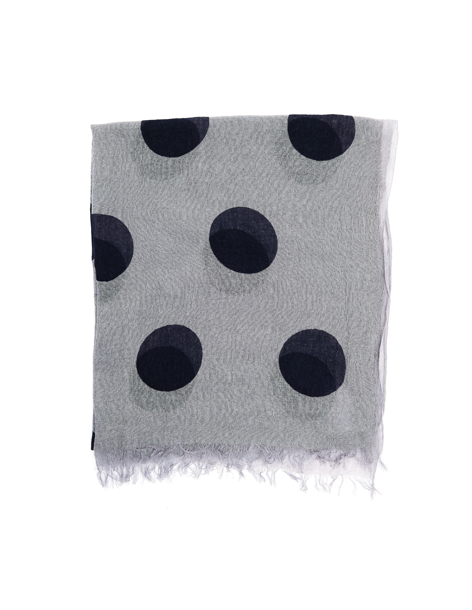 Y\'s Grey Polka Dot Cotton & Linen Scarf