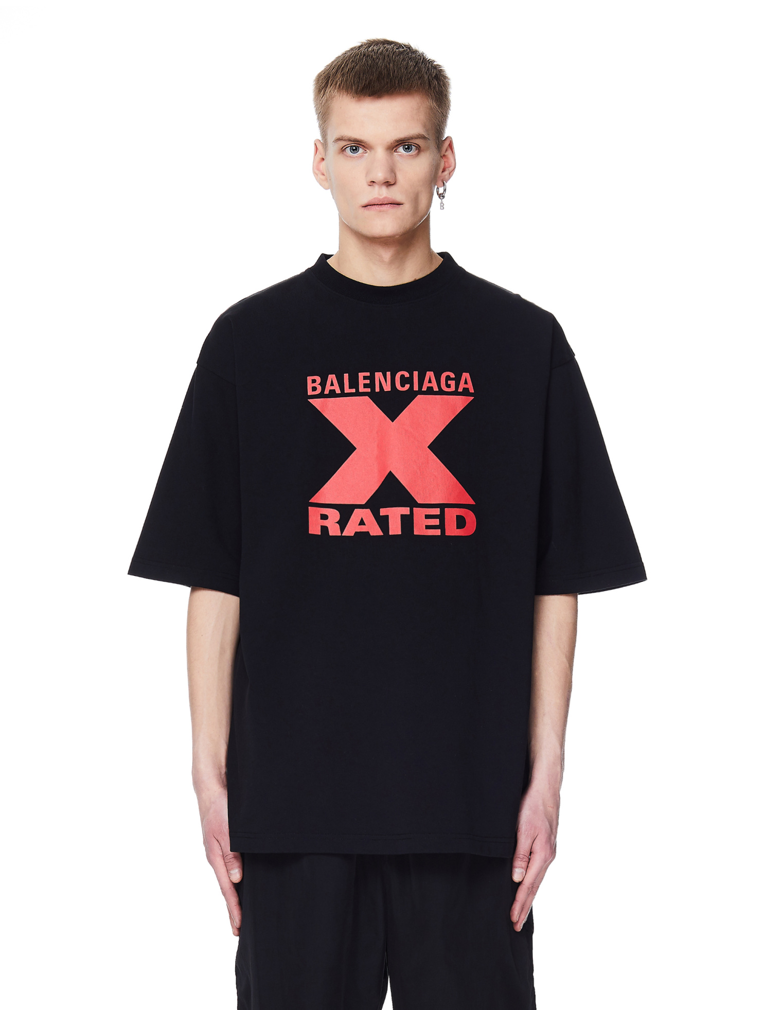 BALENCIAGA ブラック Tシャツ XS BALENCIAGA T-shirt XS Cotton Black Plain HT82 612965 THV84