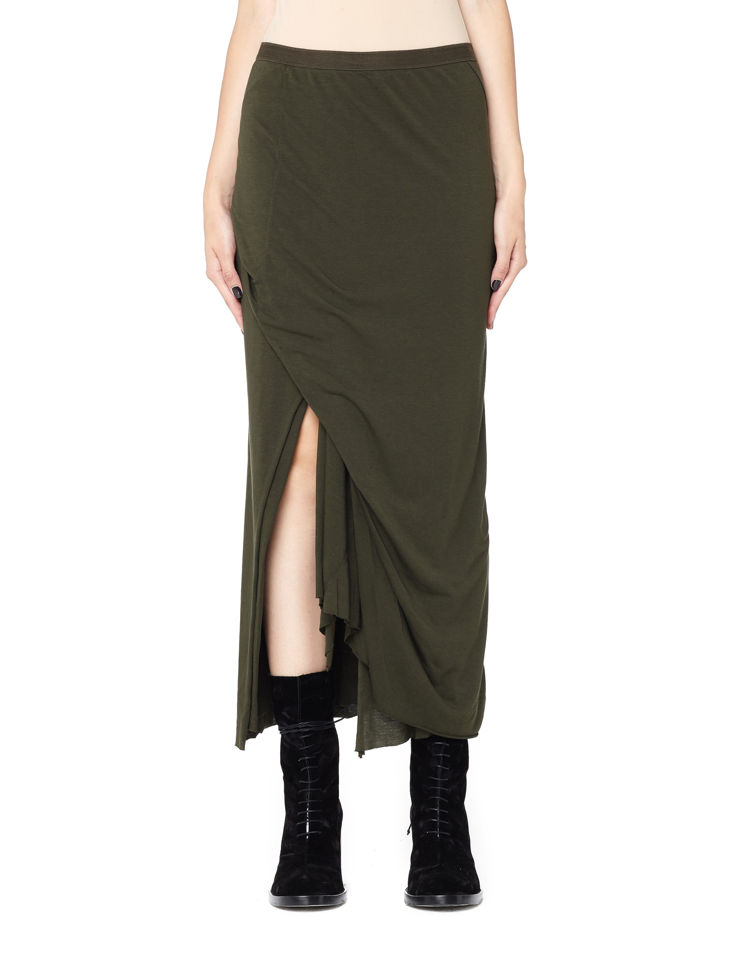 Rick Owens Lilies Юбка цвета хаки с вырезом
