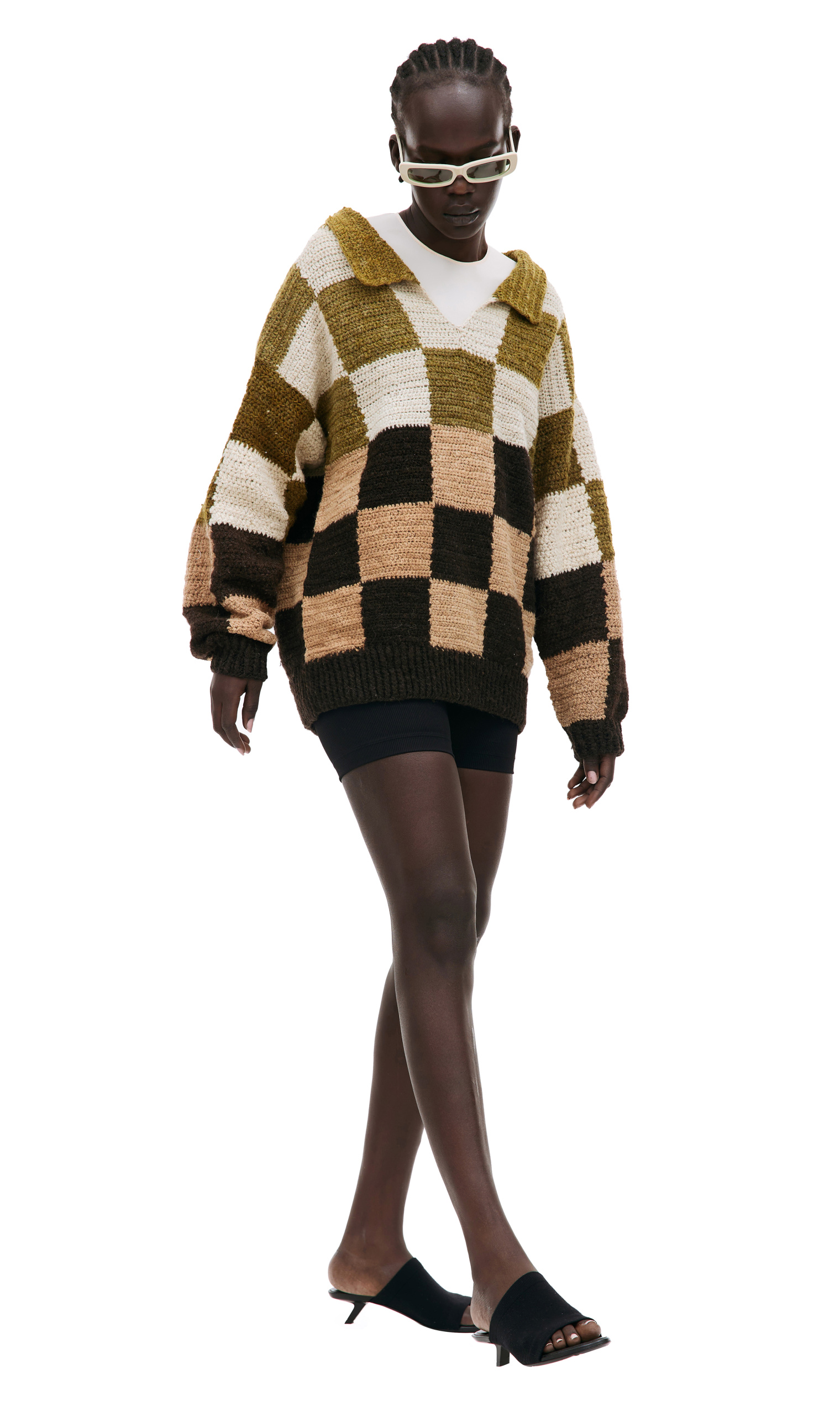 KARU RESEARCH Wool knitted check sweater