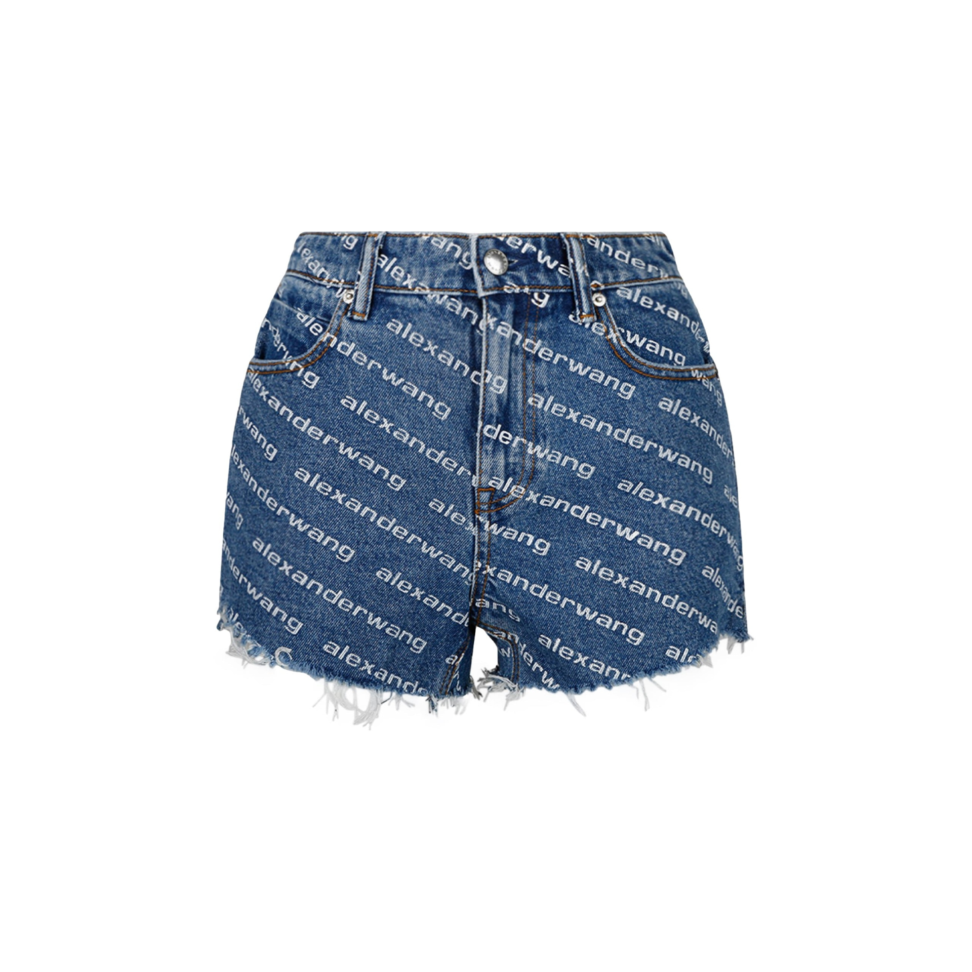 Alexander Wang Bite Logo Short In Deep Blue Denim