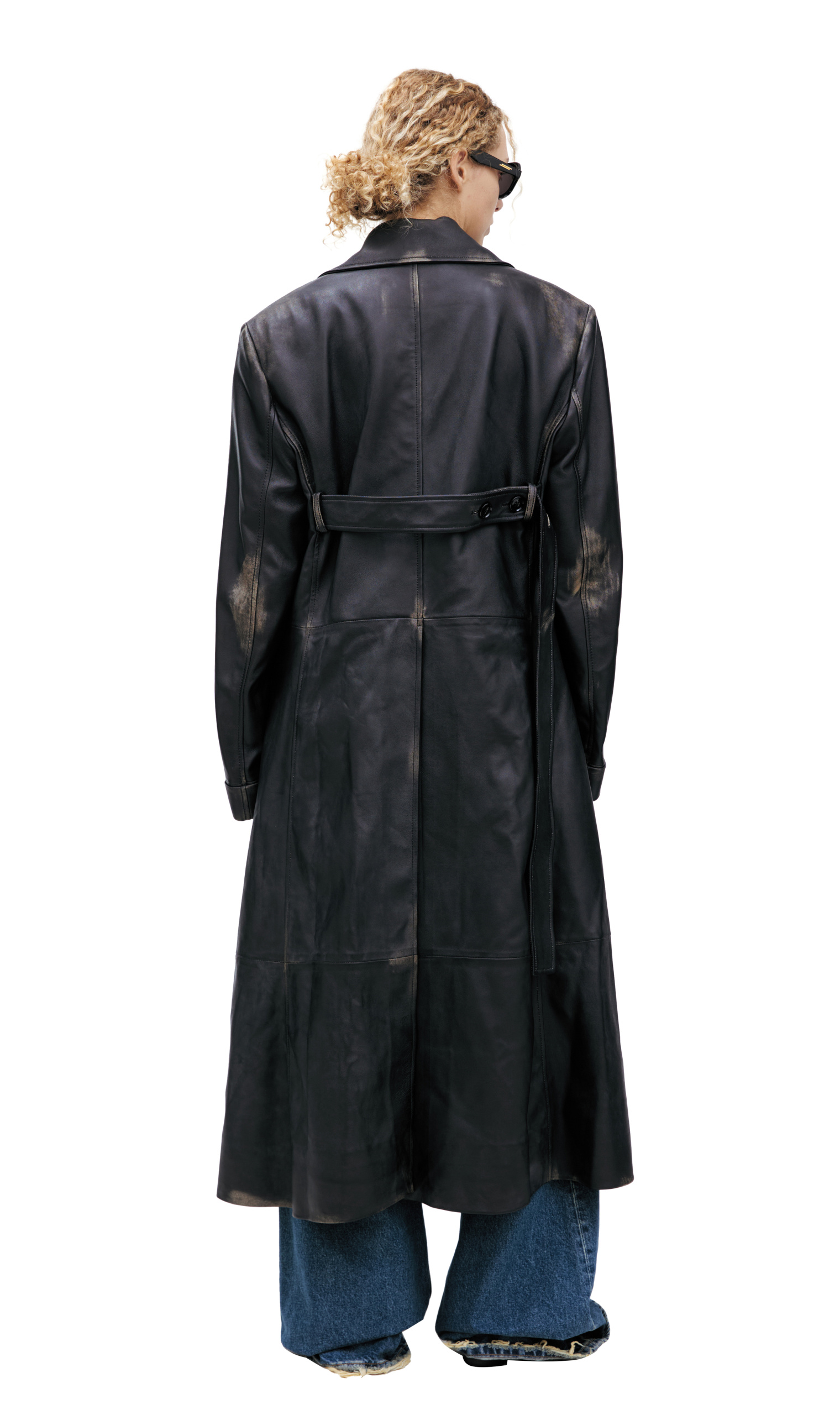 Buy Ann Demeulemeester women black ailo leather coat for $9,120