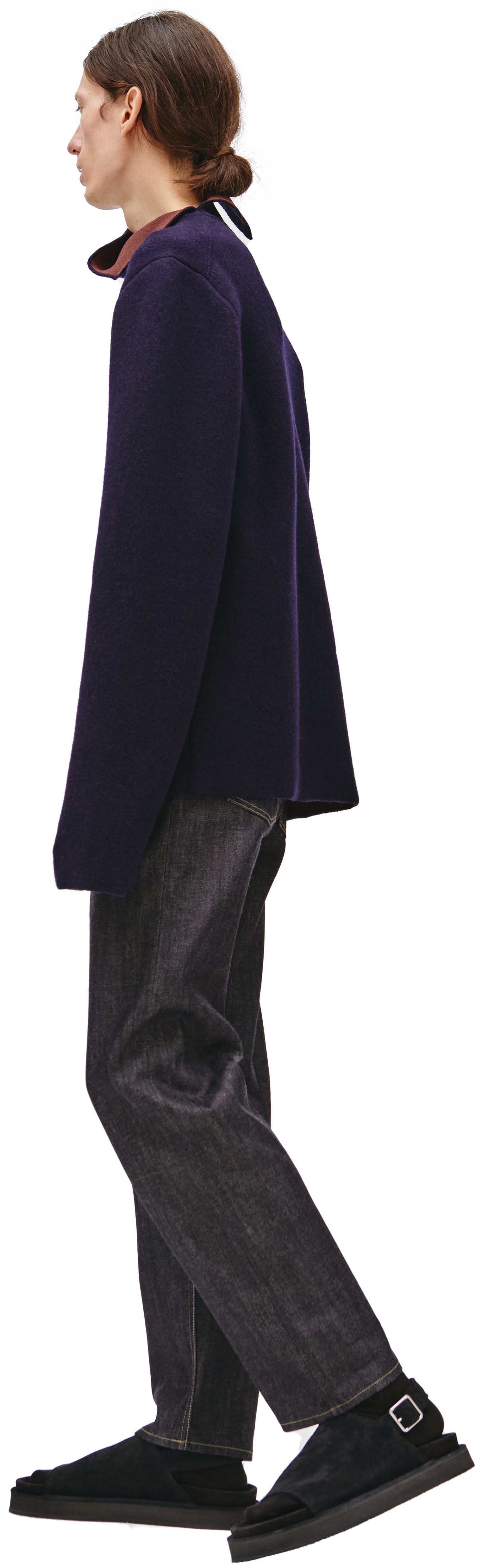 OAMC Темно-синий свитер с контрастным воротником