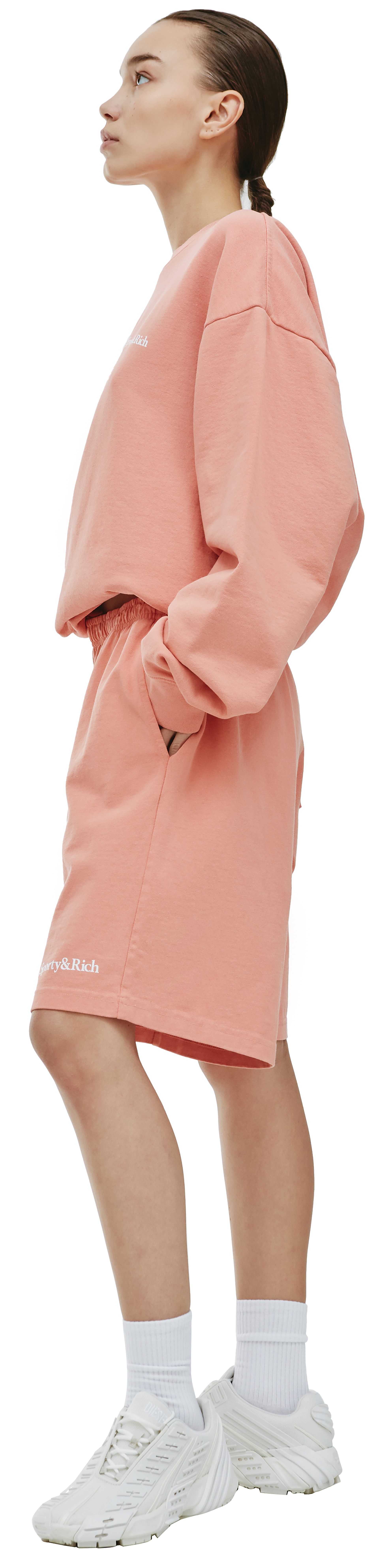 SPORTY & RICH Serif Logo Gym Shorts