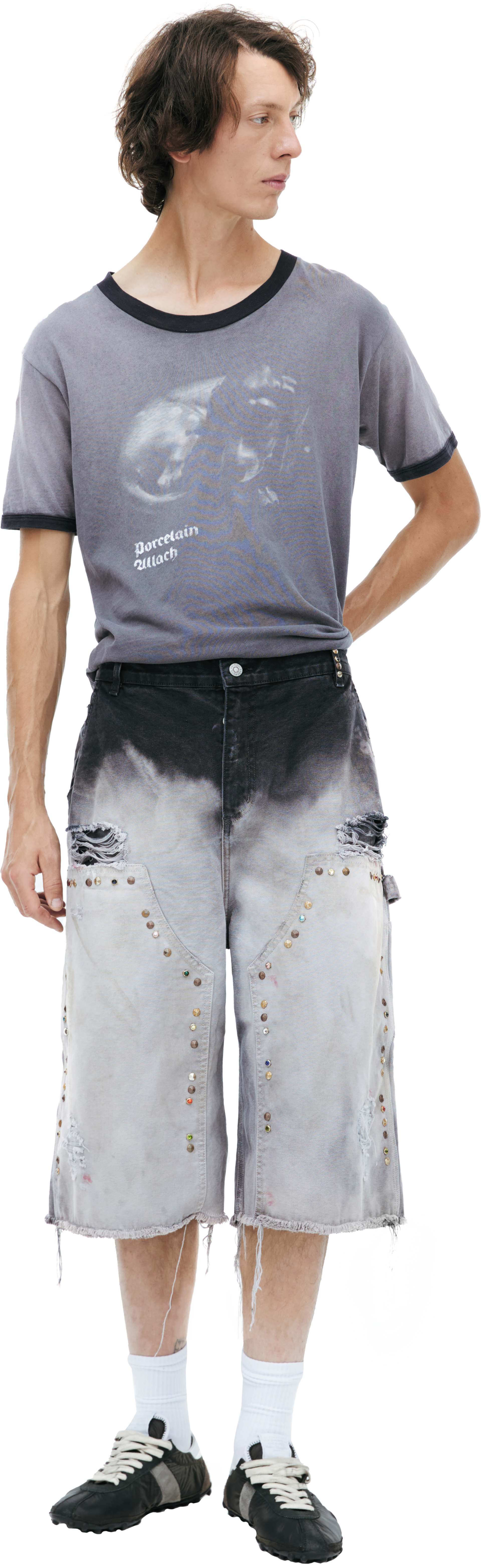 Satoshi Nakamoto Black shorts with rivets