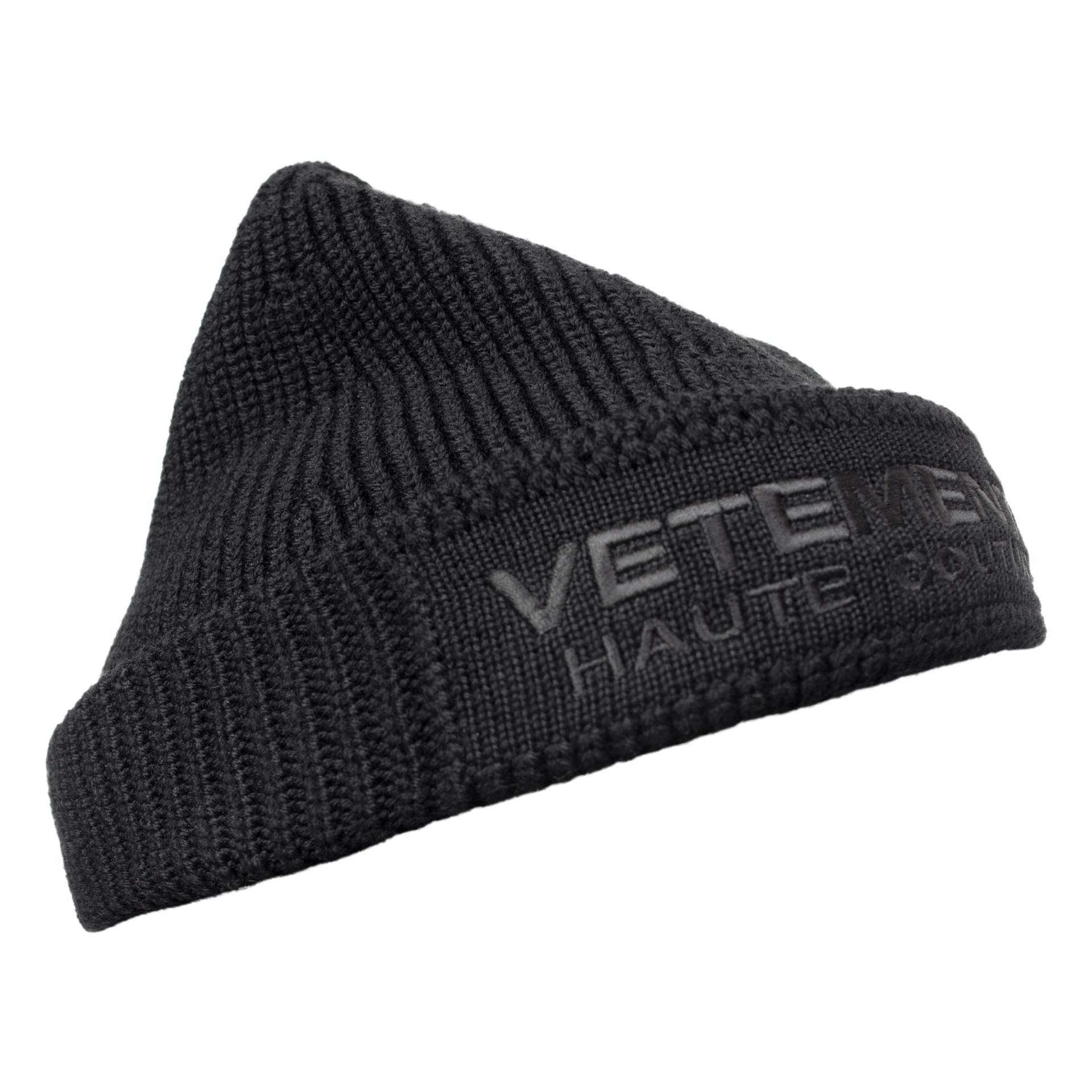 VETEMENTS Black logo beanie