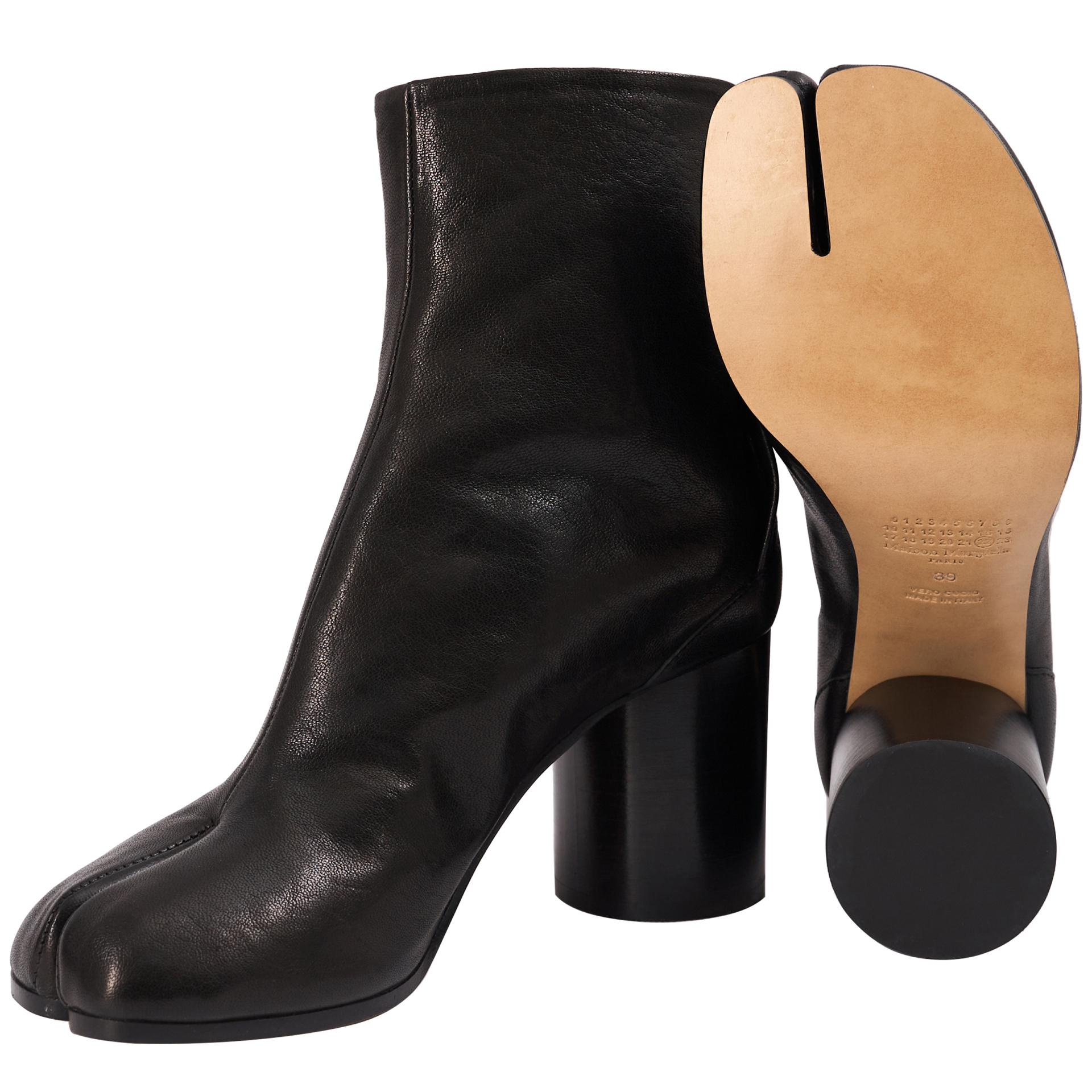 Maison Margiela Black Leather Tabi Ankle Boots