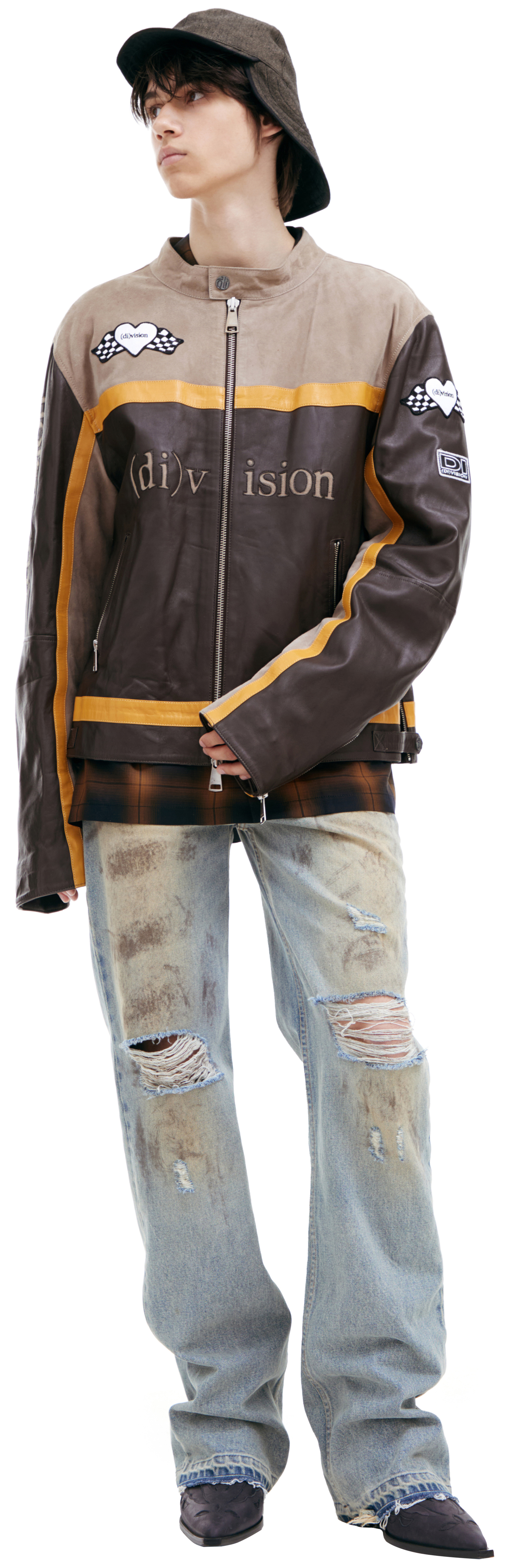 (di)vision Leather jacket with logo