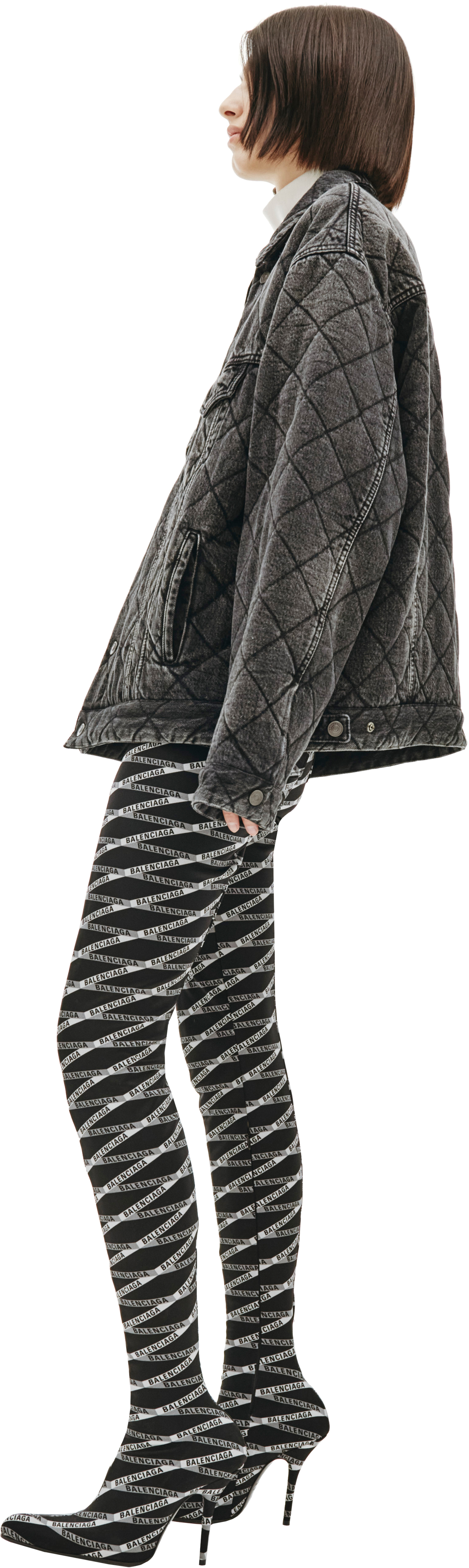 Balenciaga Grey Denim Printed Jacket