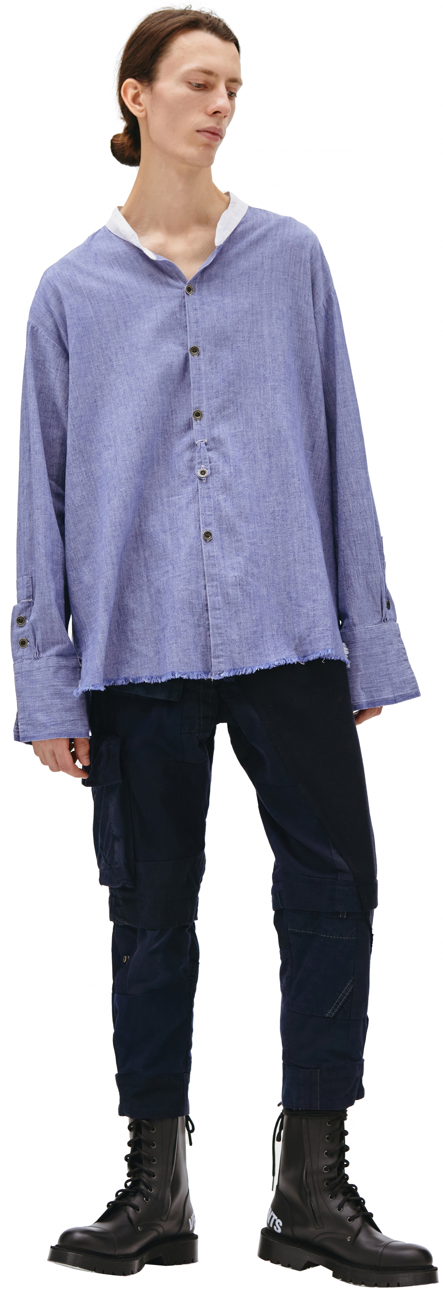 Greg Lauren Blue Cotton Shirt