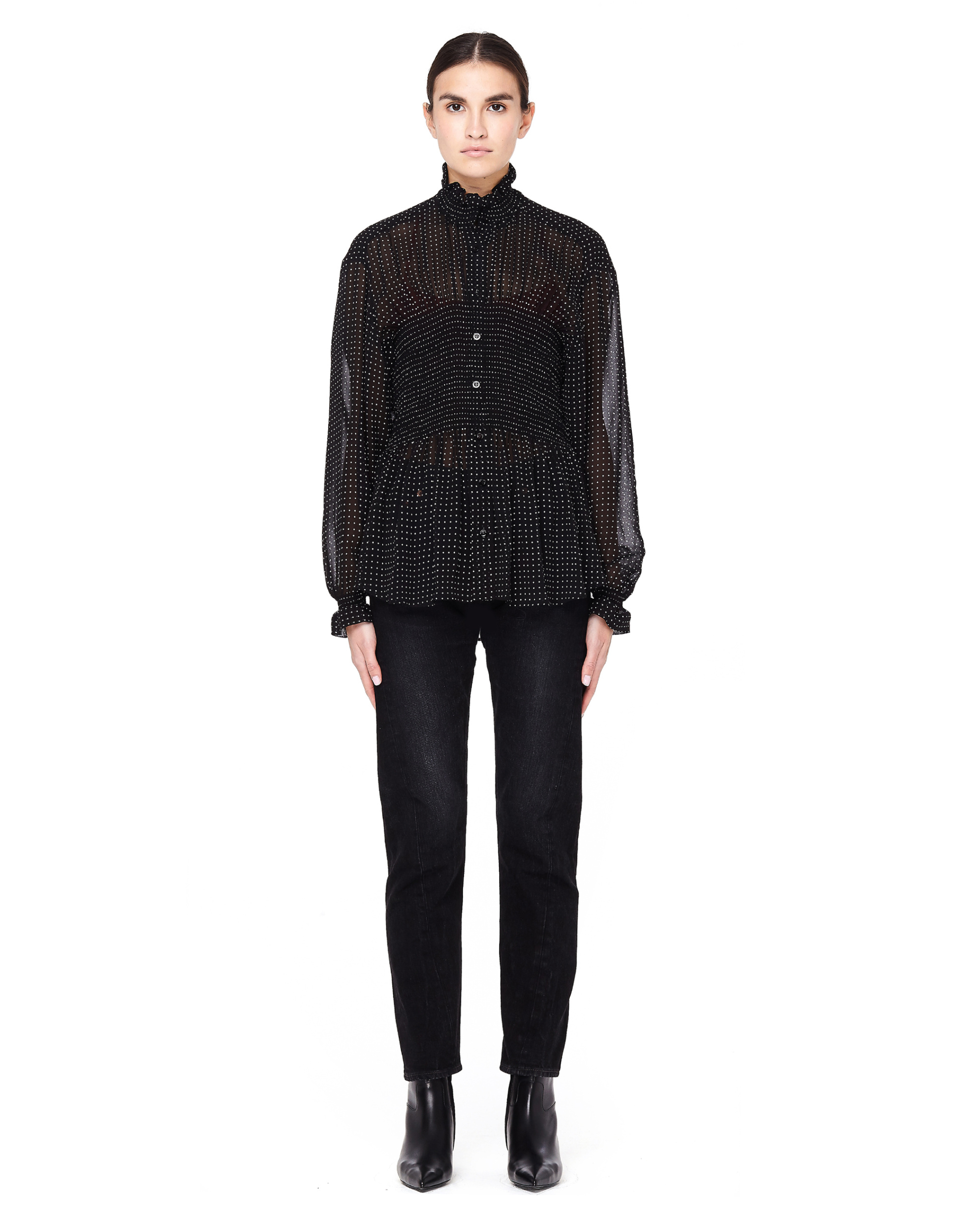 Balenciaga Corset-style Polka Dot Georgette Bouse