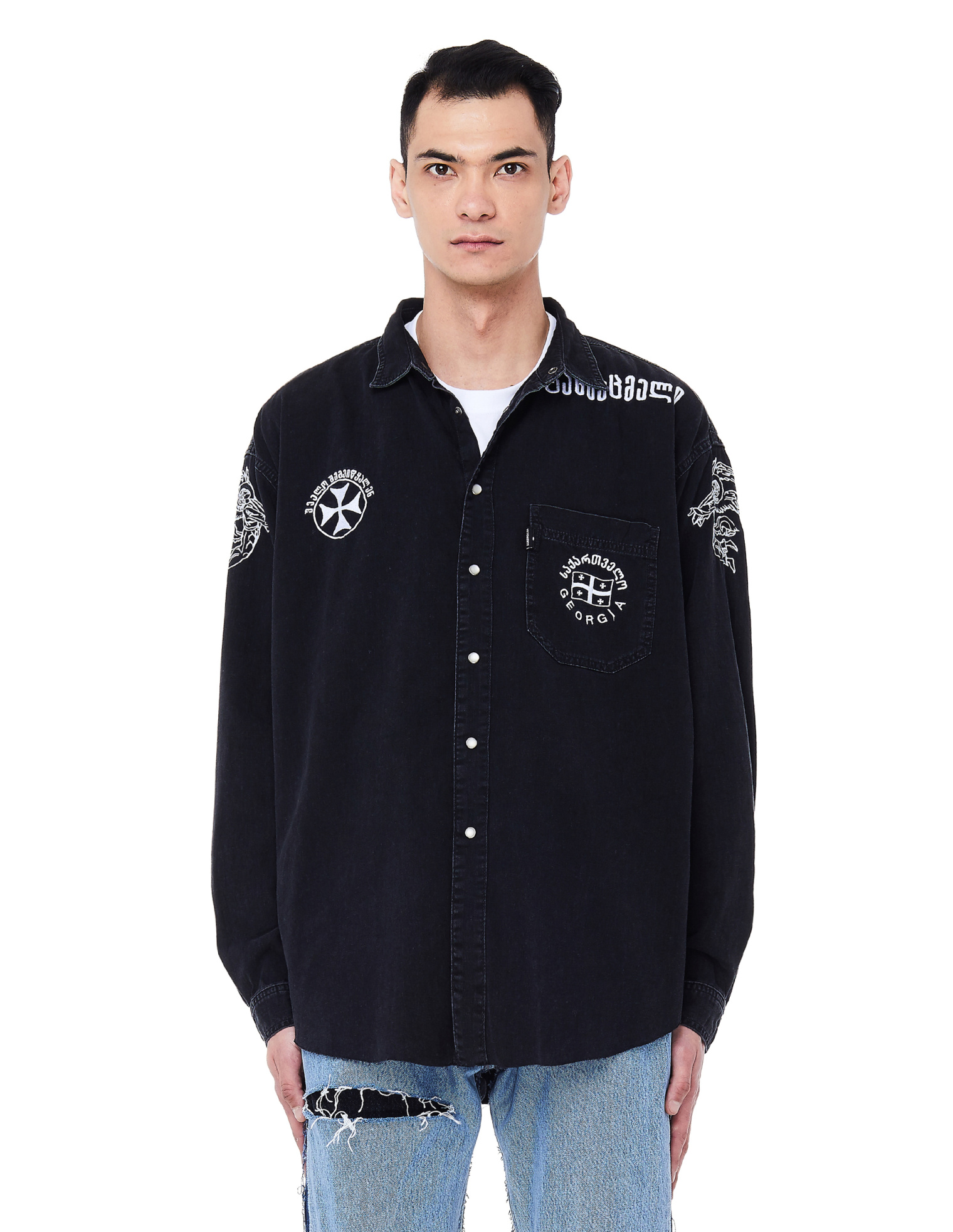 VETEMENTS Джинсовая рубашка Levi\'s с вышивками
