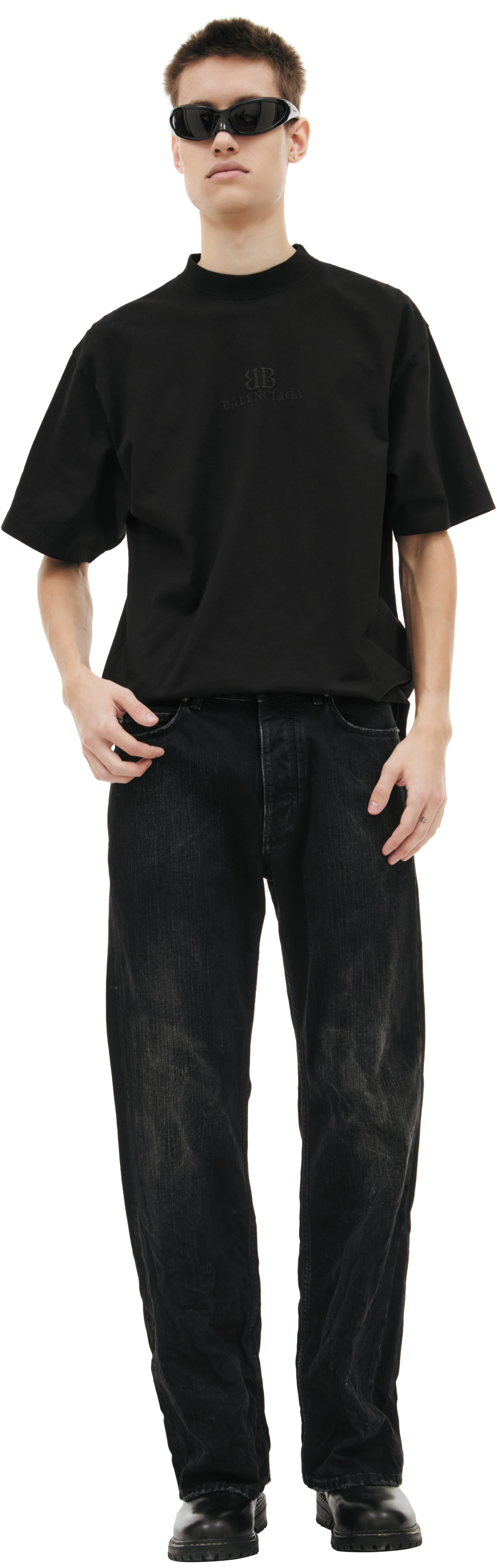 Balenciaga Wide-leg jeans with distressing