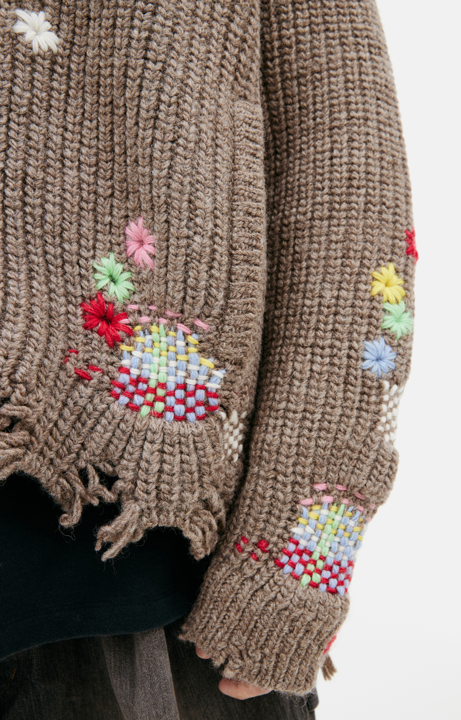 Doublet Wool sweater with floral embroidery