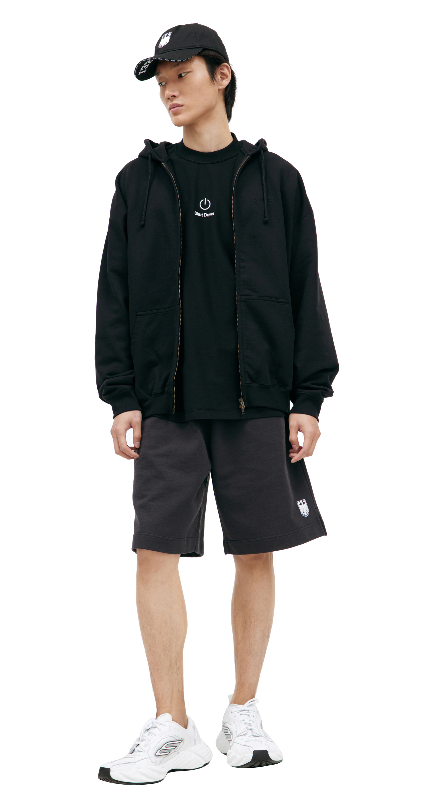 VETEMENTS Худи-UH76ZU100B на молнии, вышивка лого, оверсайз, черн