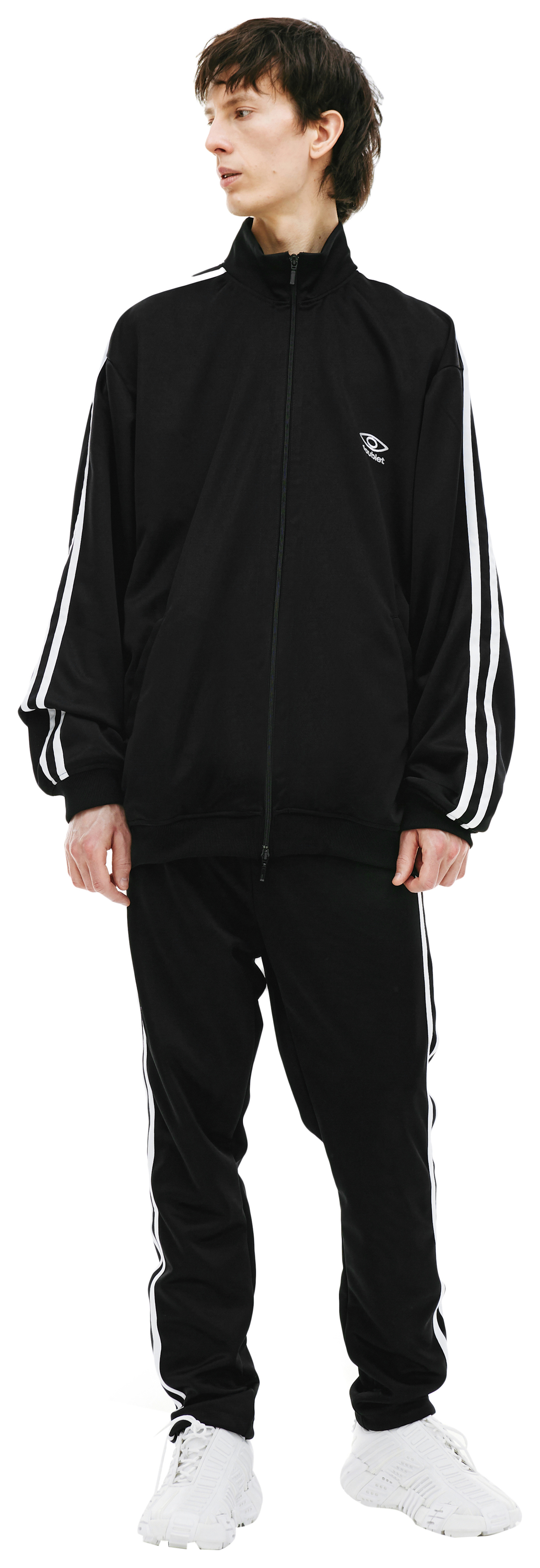 Buy Doublet men black invisible track jacket for $590 online on