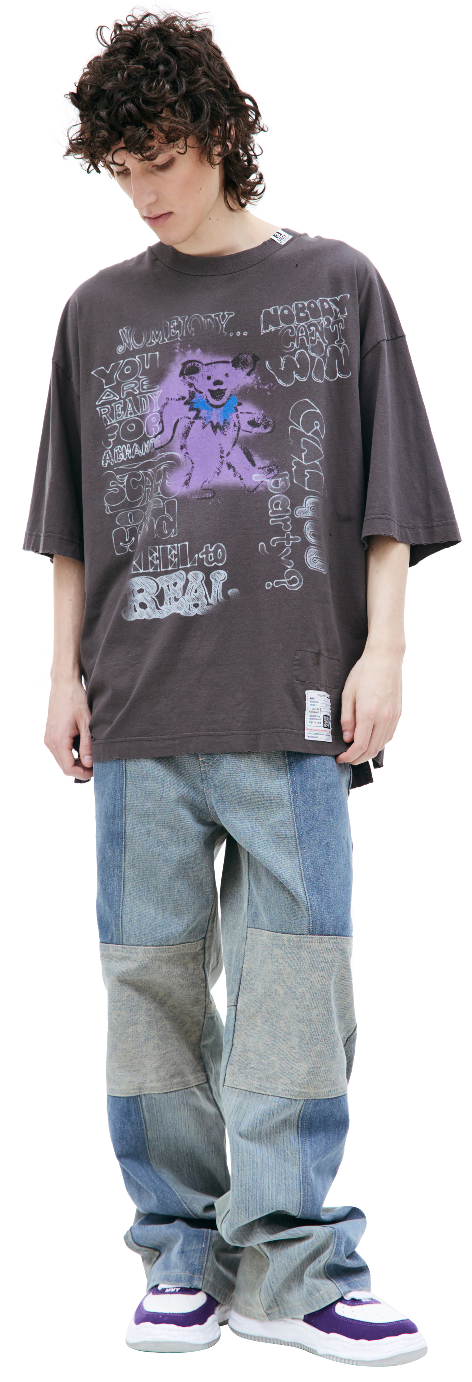 Buy Maison Mihara Yasuhiro men grey bear printed t-shirt for $385 