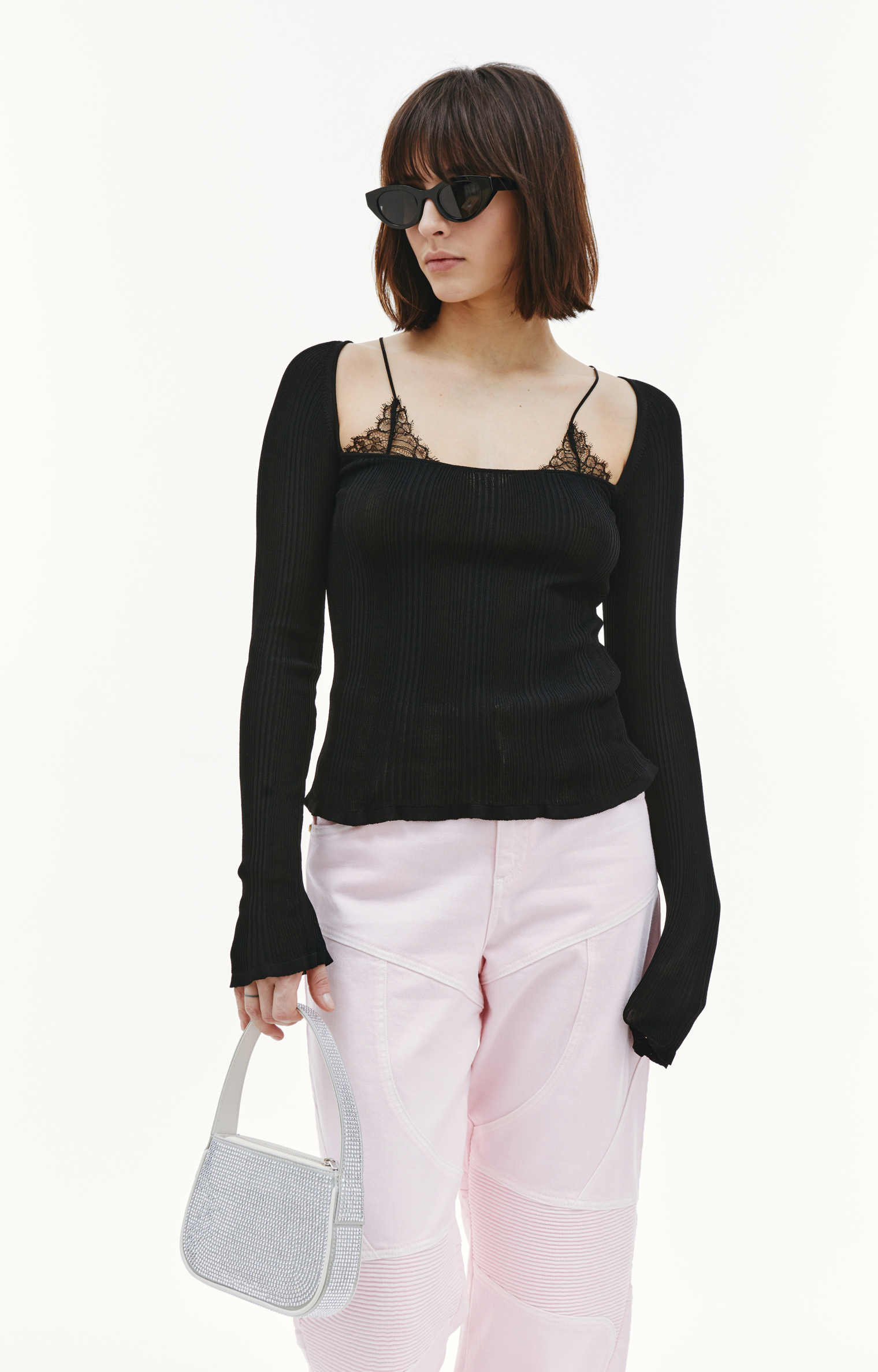 Blumarine Lace-trim knitted top