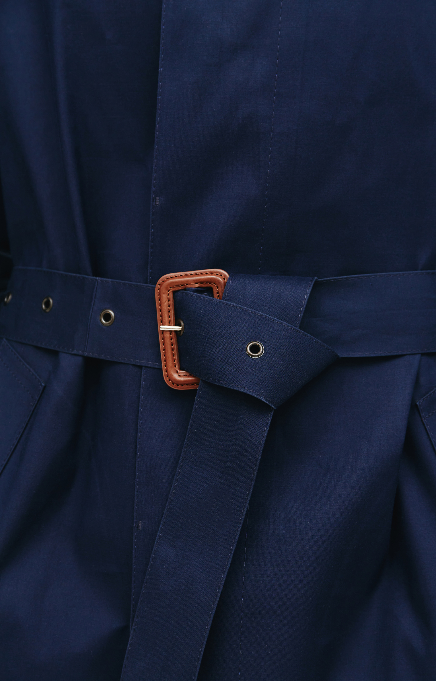 Maison Margiela Navy Blue Cotton Mackintosh Coat