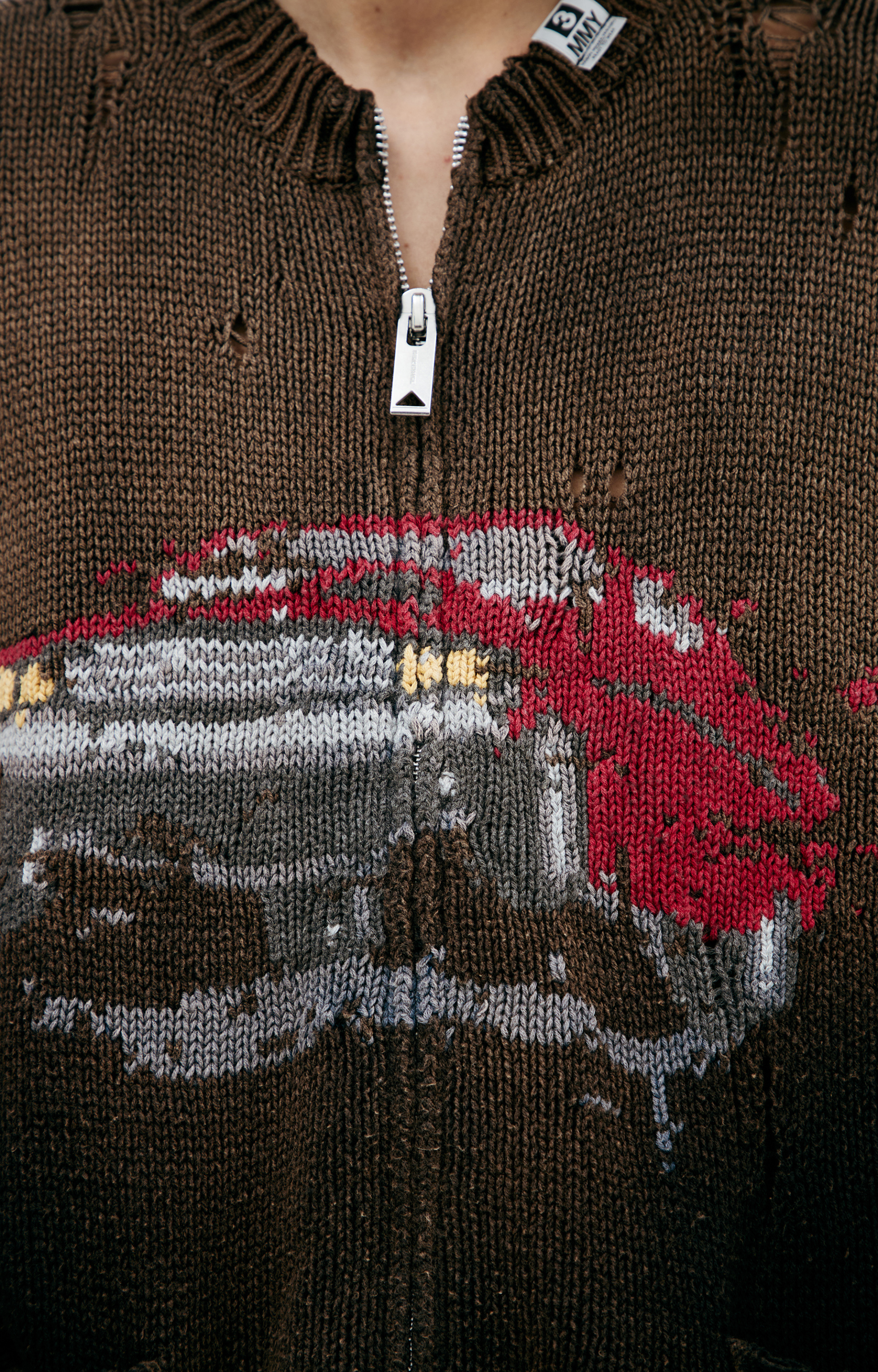 Maison Mihara Yasuhiro Knitted cardigan with zipper